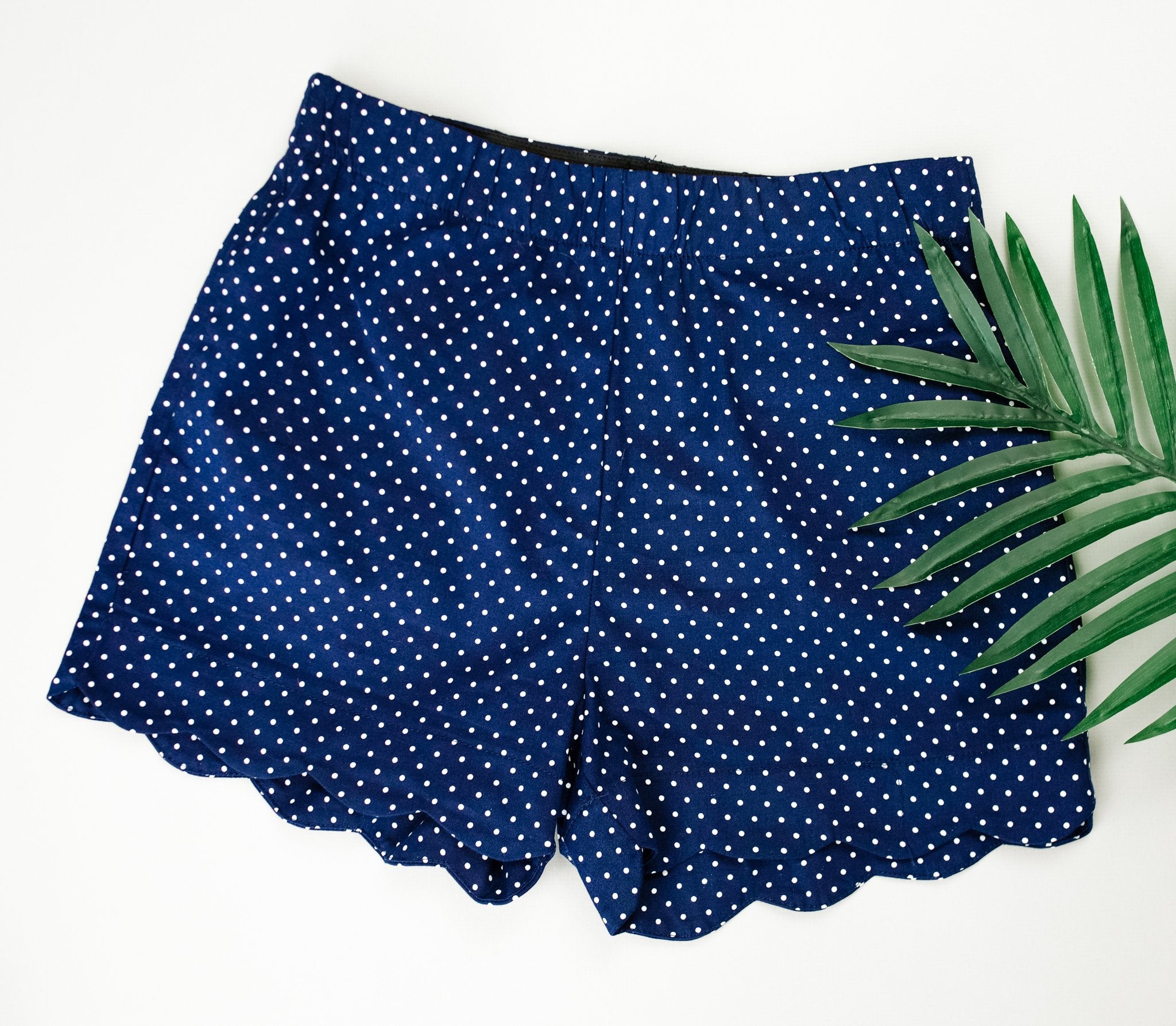 Micro Dot Scalloped Shorts In Navy