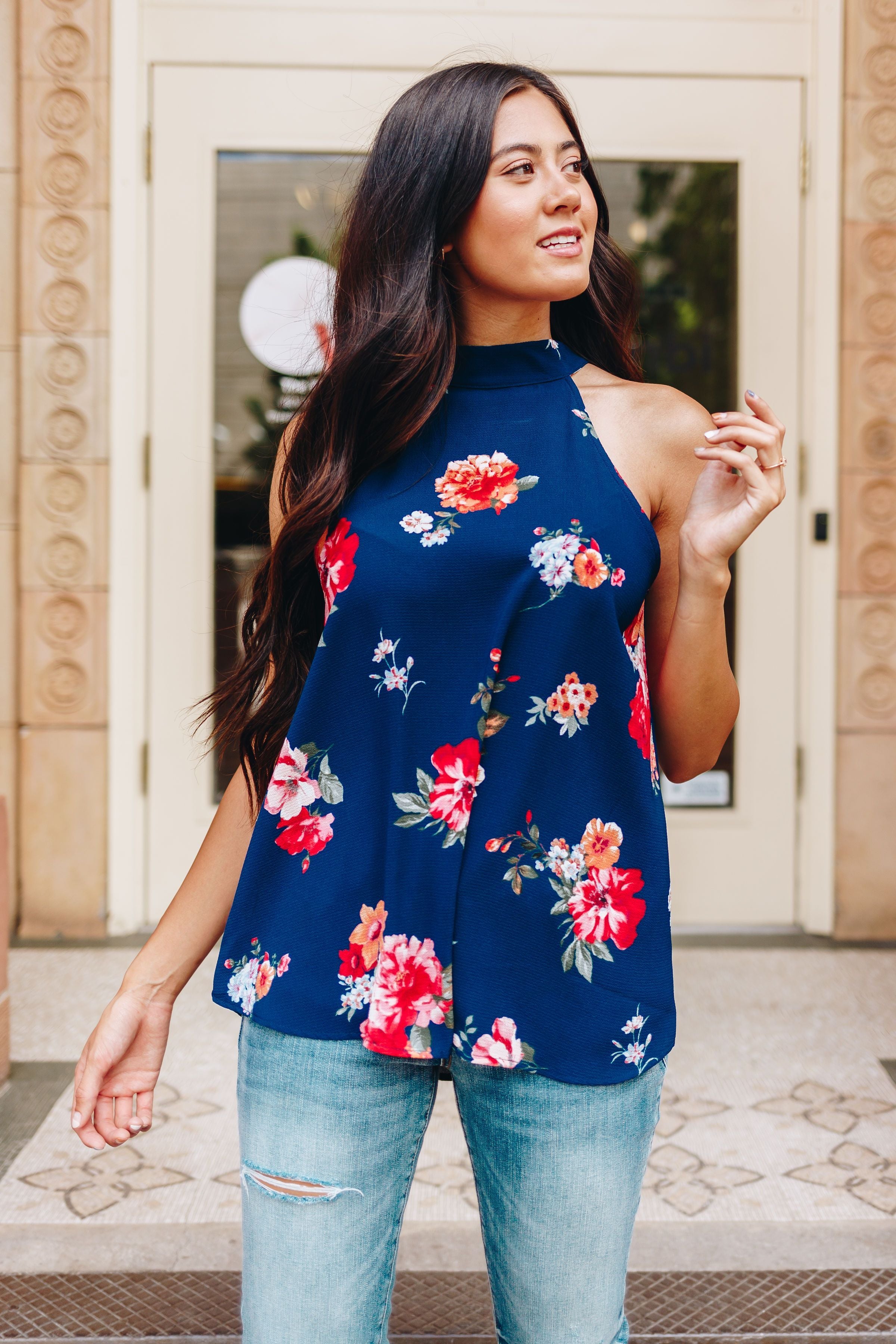 Midnight Blooms Halter Top