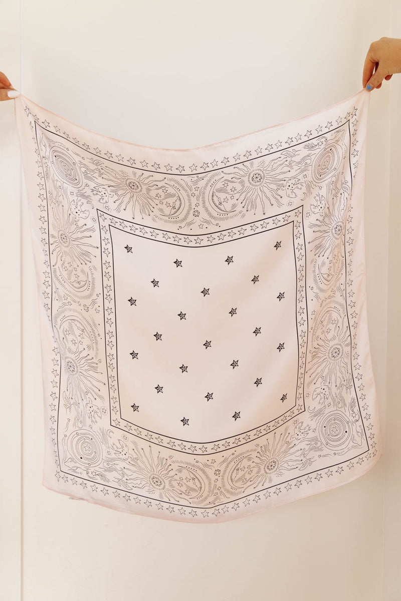 Moon & Star Print Scarf Pink