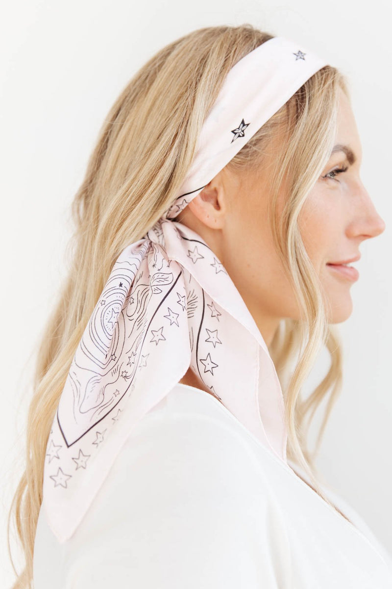 Moon & Star Print Scarf Pink