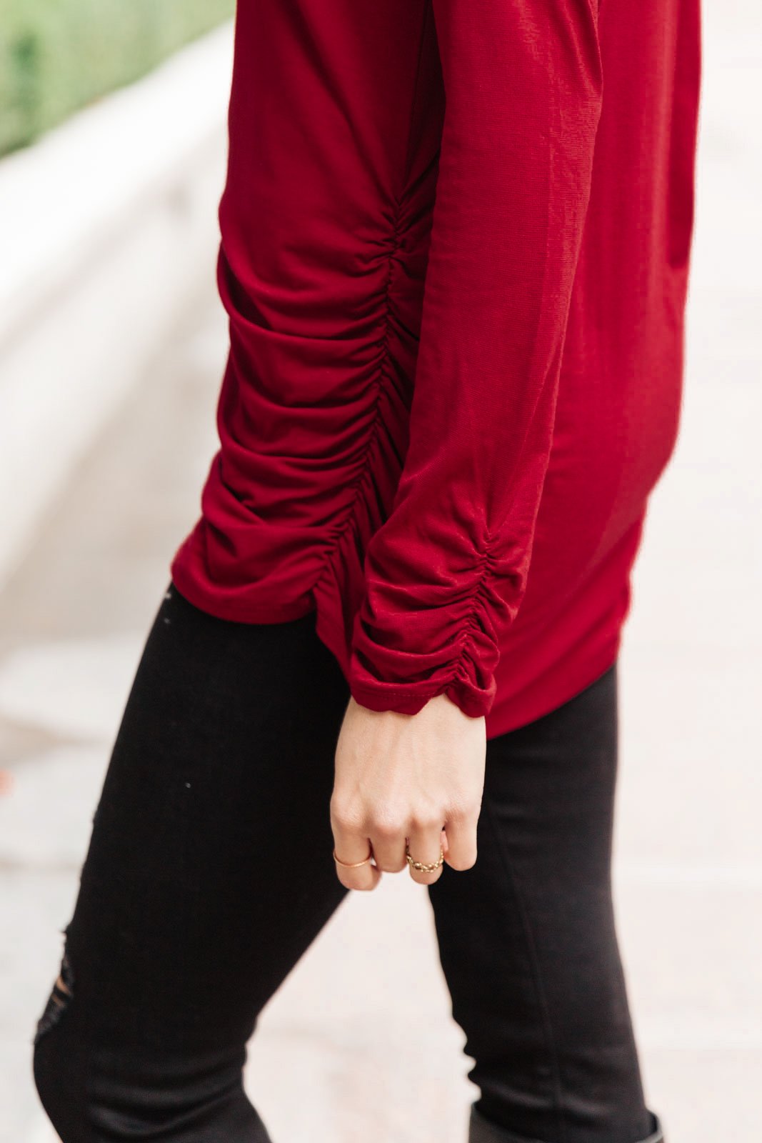 Nivia Draped Turtle Neck Tunic in Burgundy