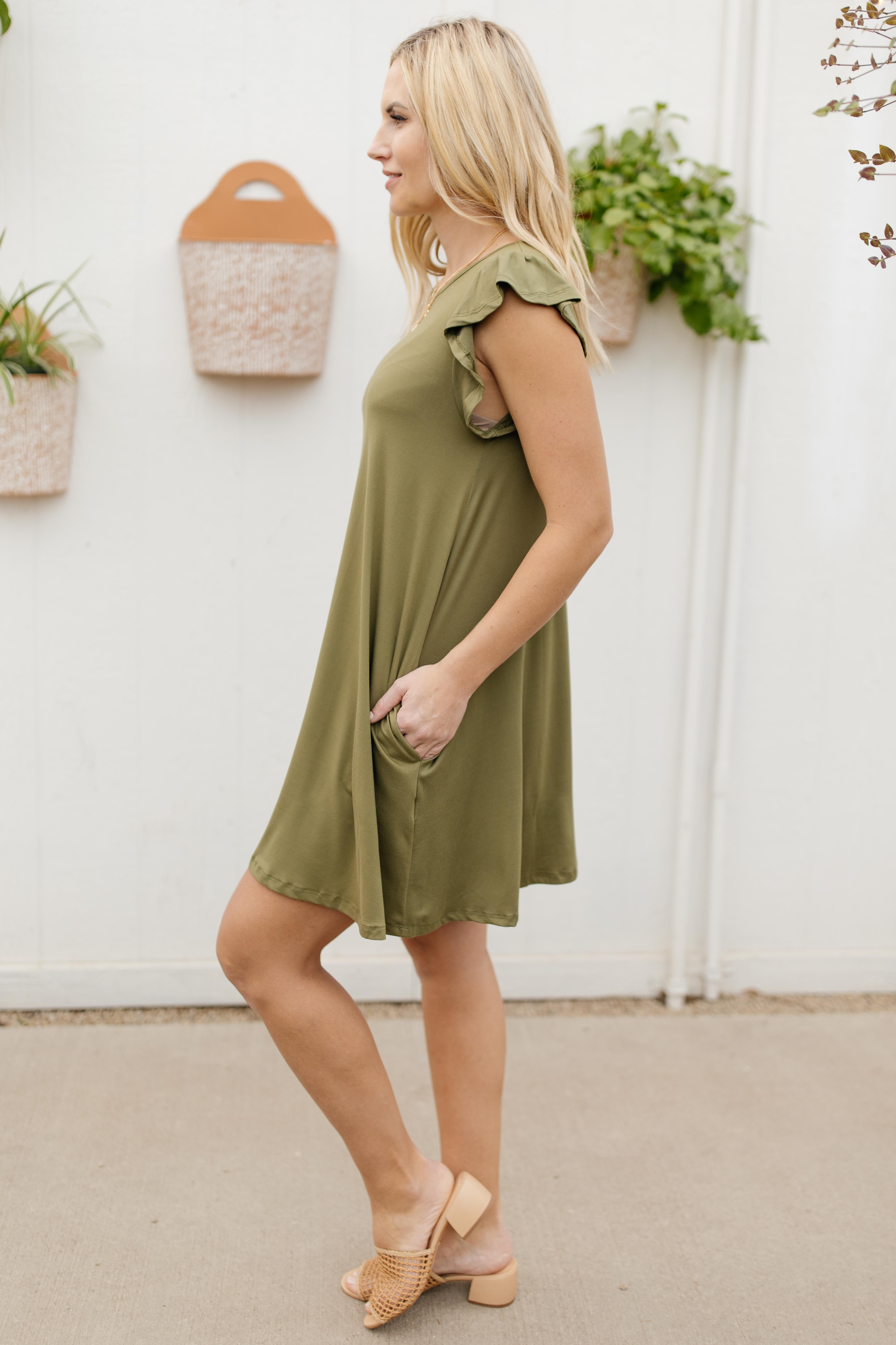 No Worries Dress in Olive