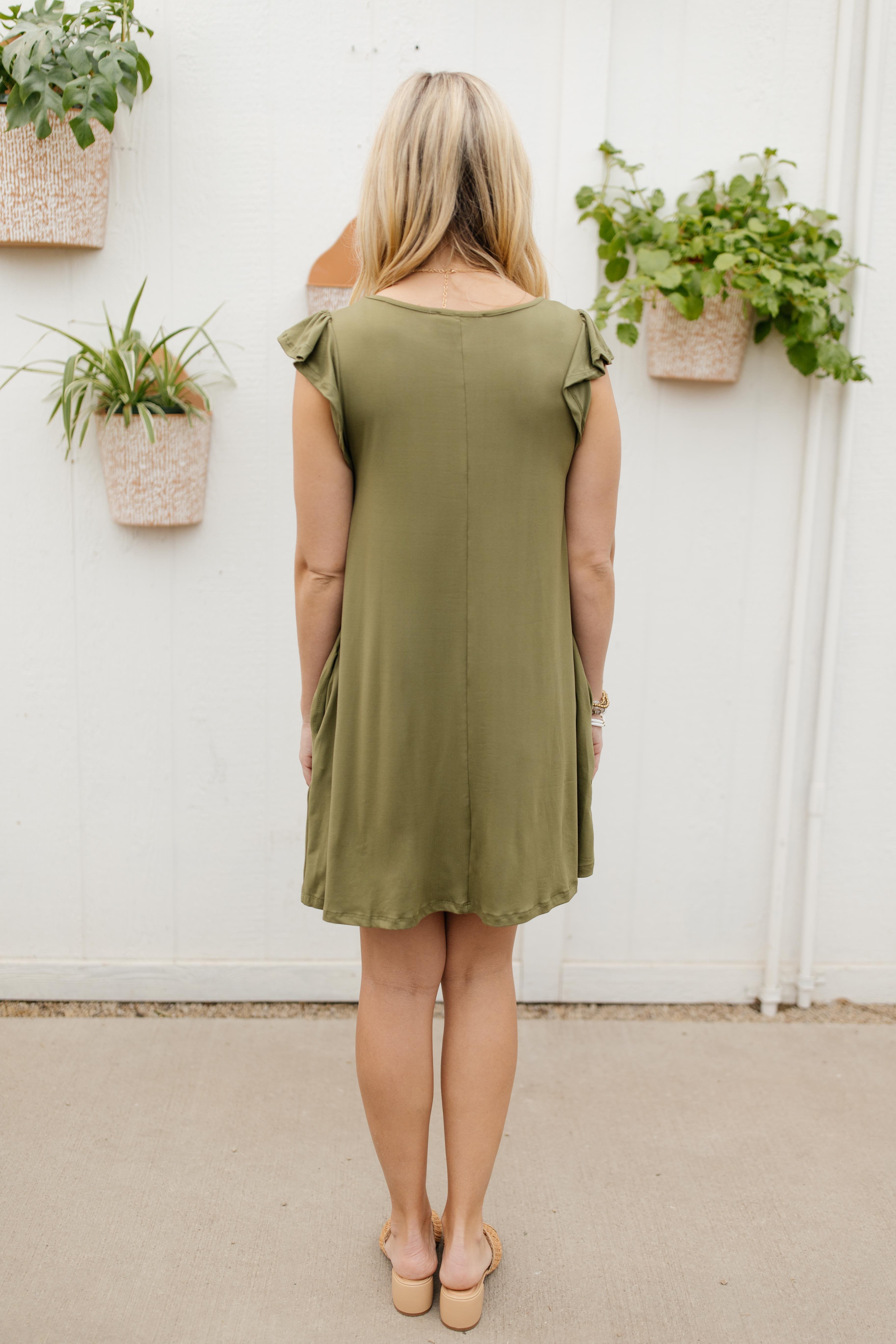 No Worries Dress in Olive