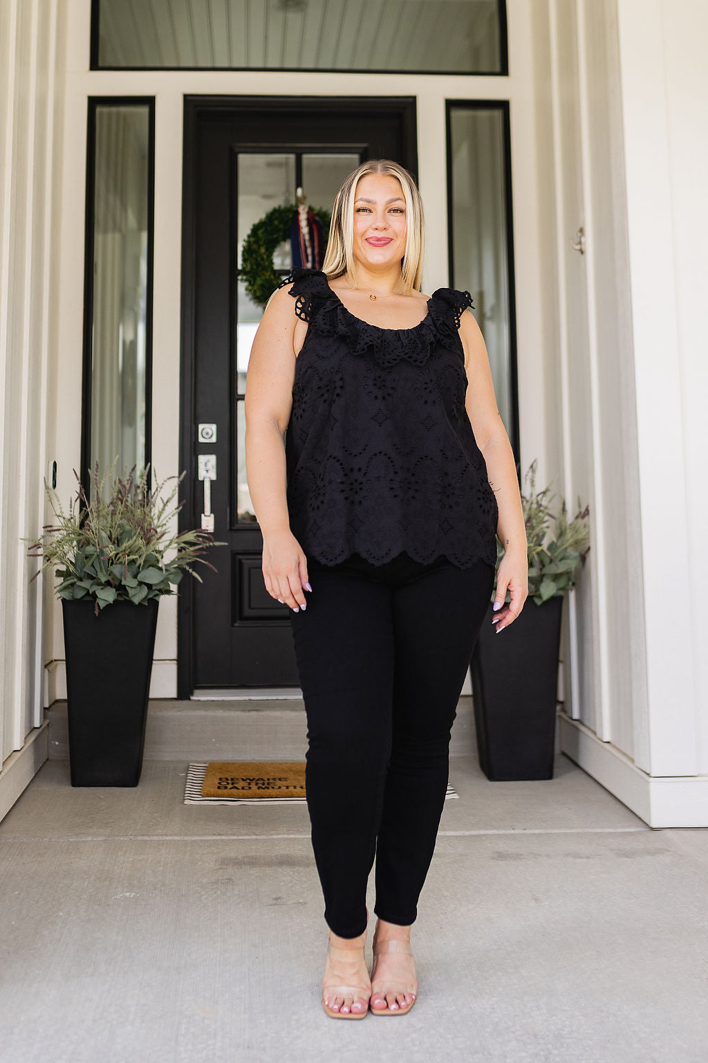 Parisian Stroll Lace Blouse in Black