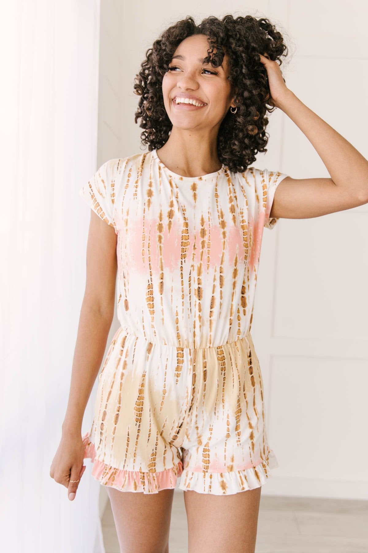 Peach Bamboo Tie Dye Romper