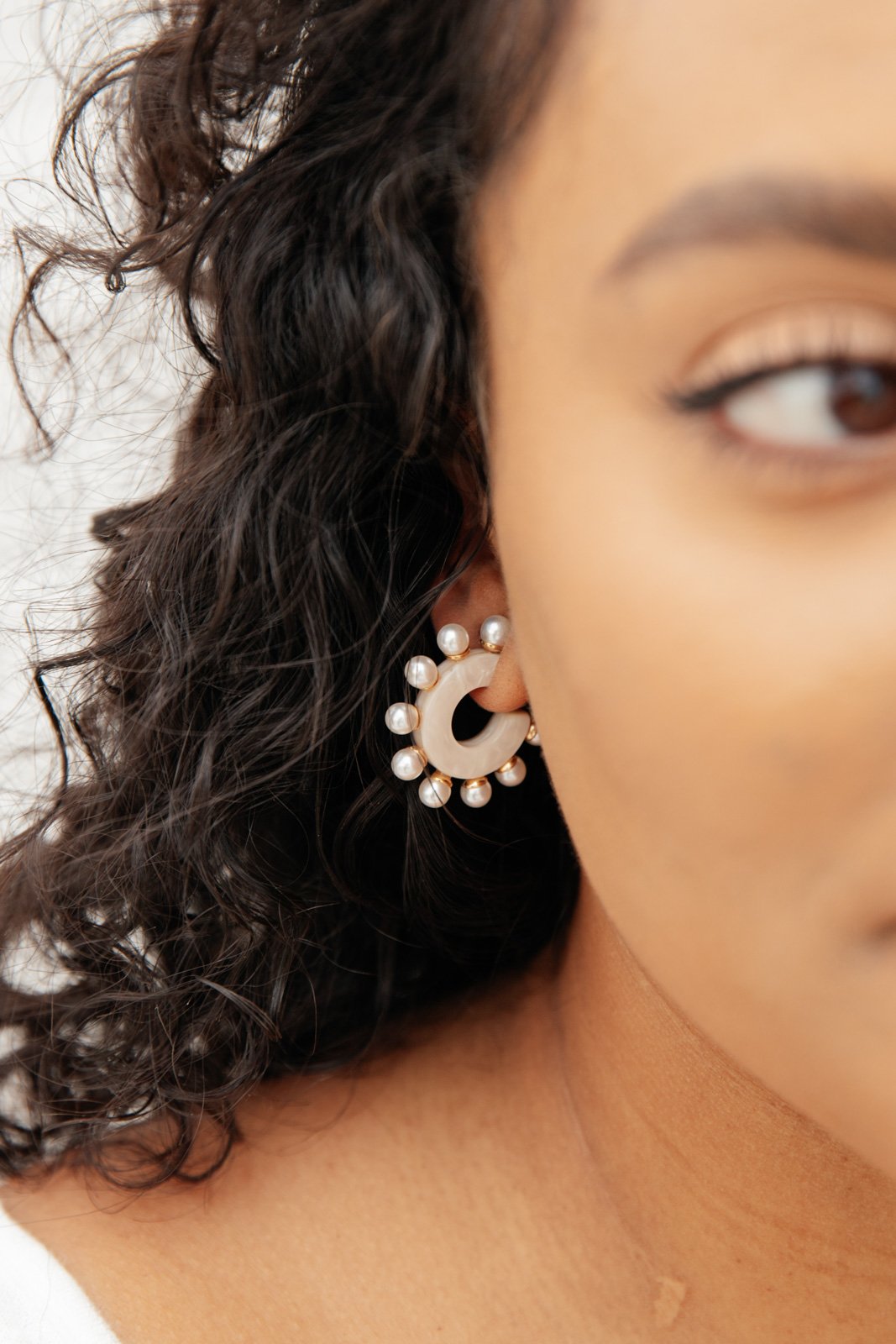 Pearl Accent Earrings in Ivory