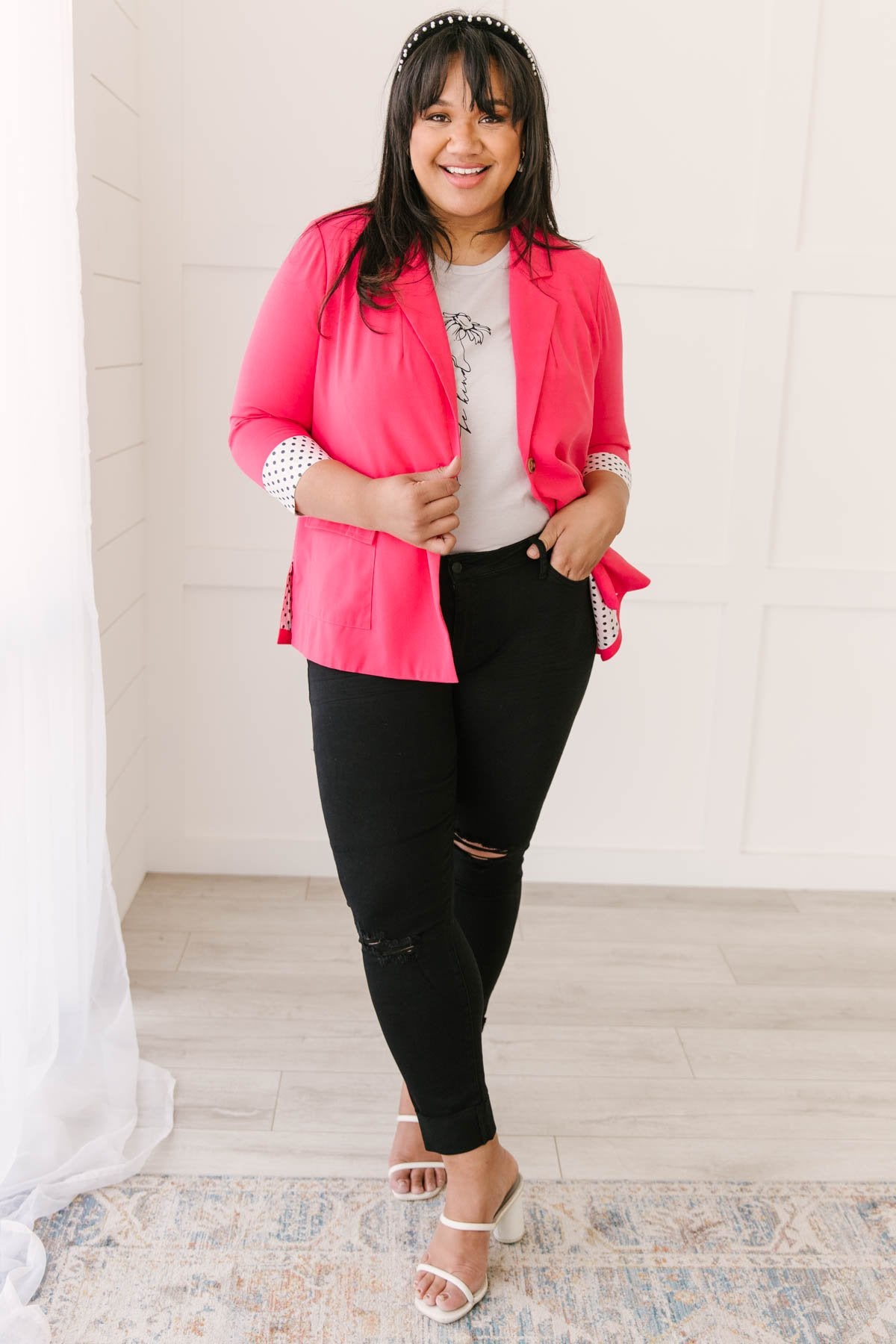 Pop of Polka Pink Blazer