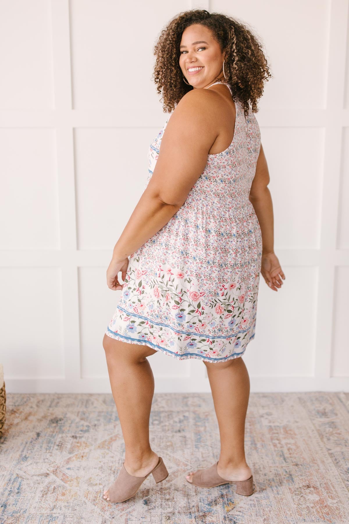 Quilted With Florals Day Dress