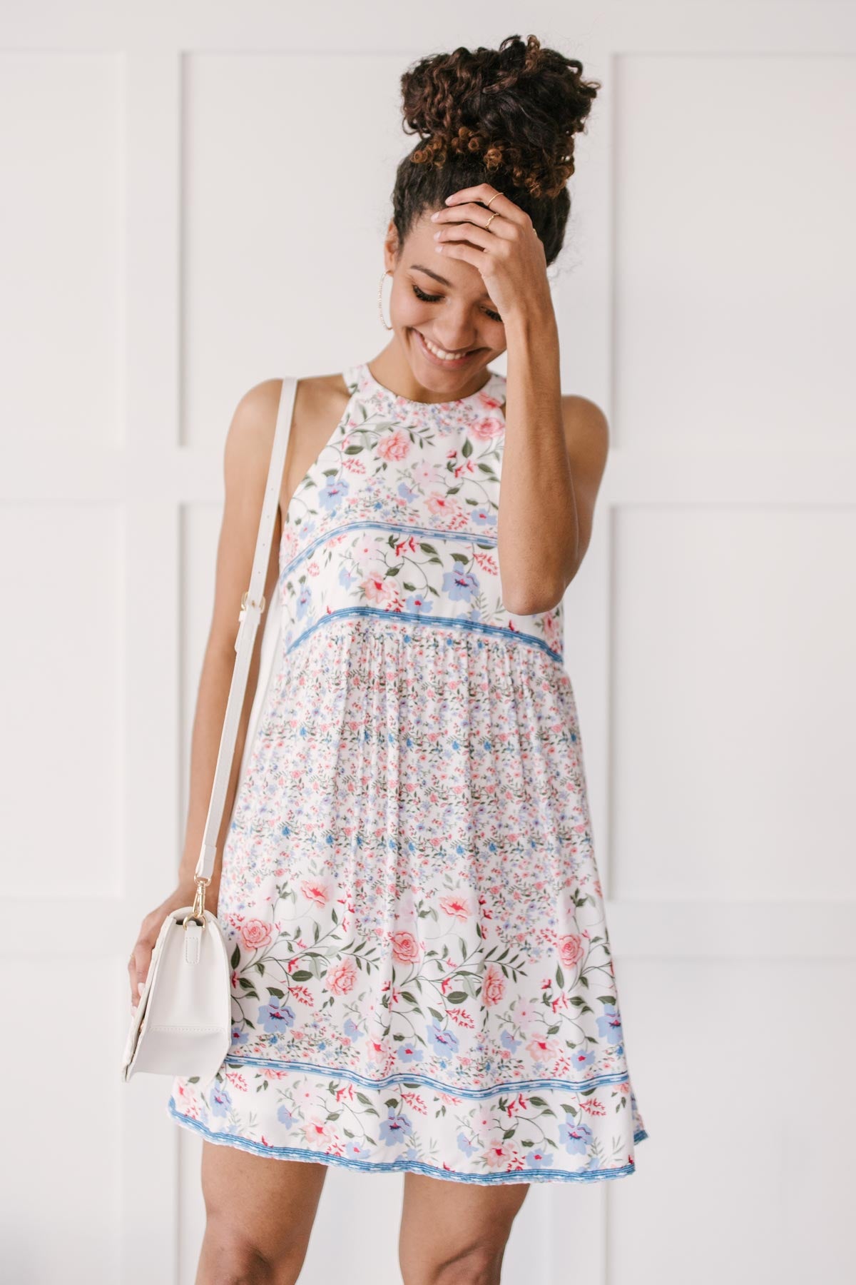 Quilted With Florals Day Dress