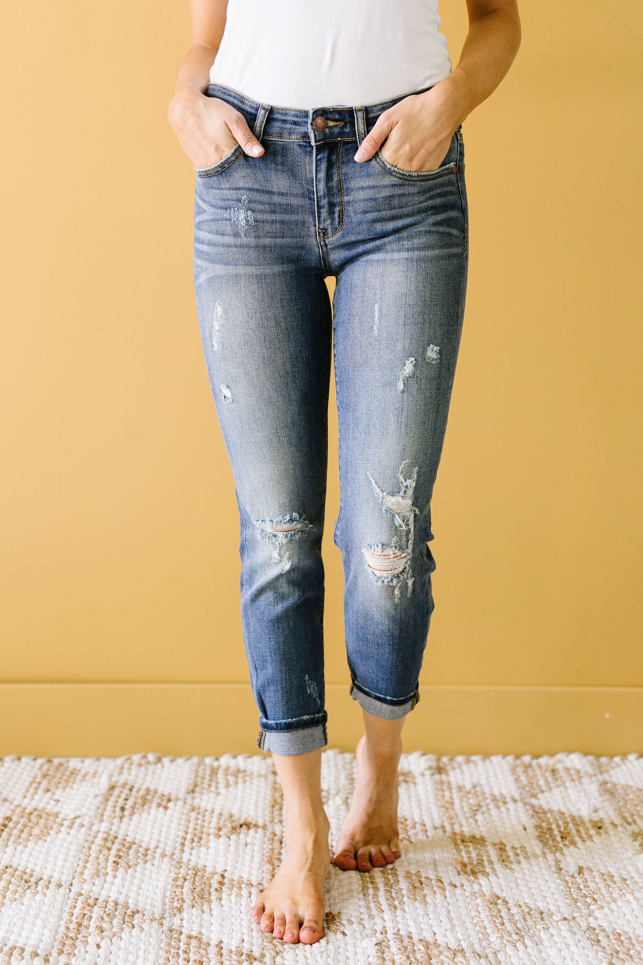 R & R Destroyed Relaxed Skinny Jeans