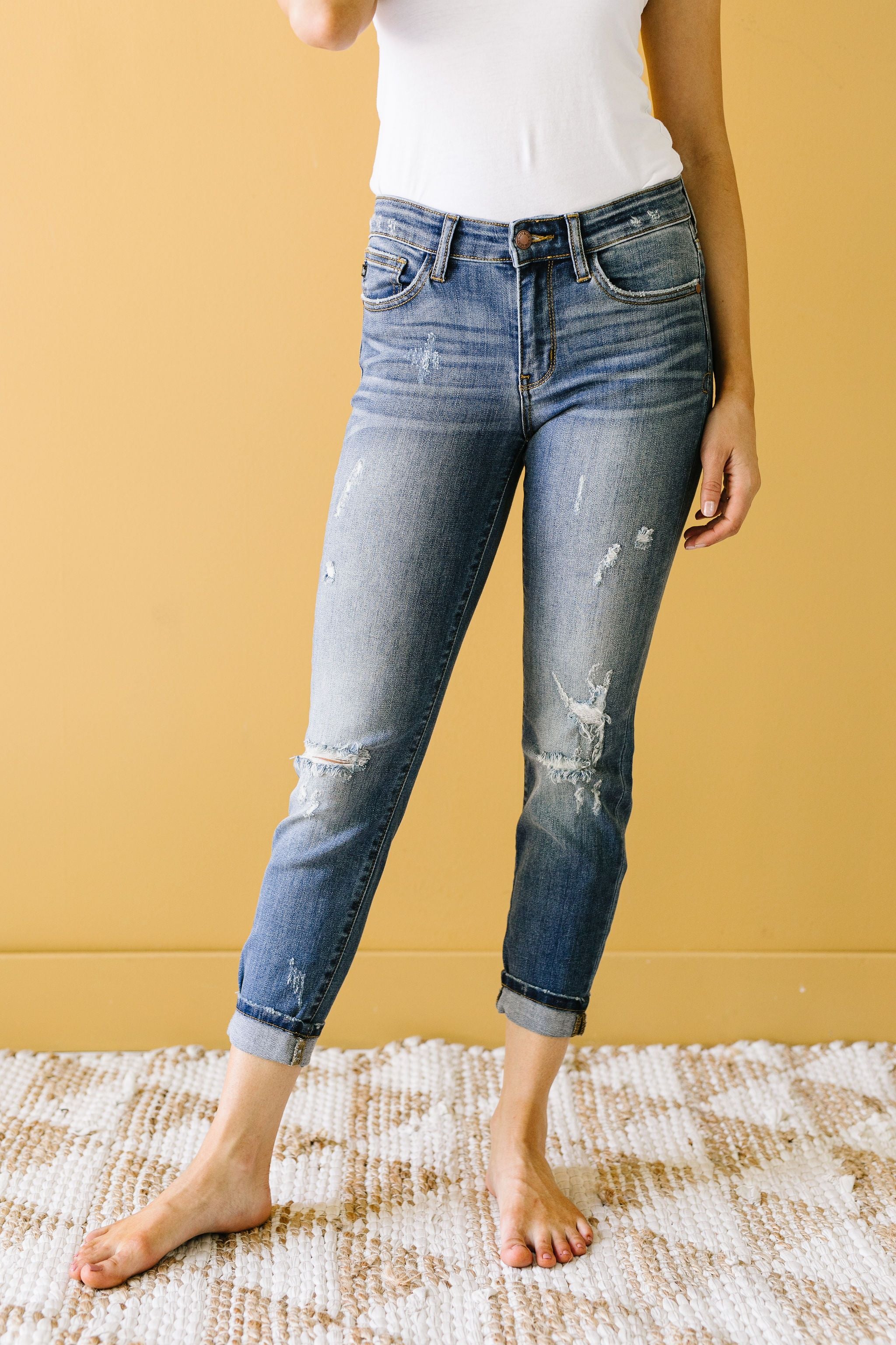 R & R Destroyed Relaxed Skinny Jeans