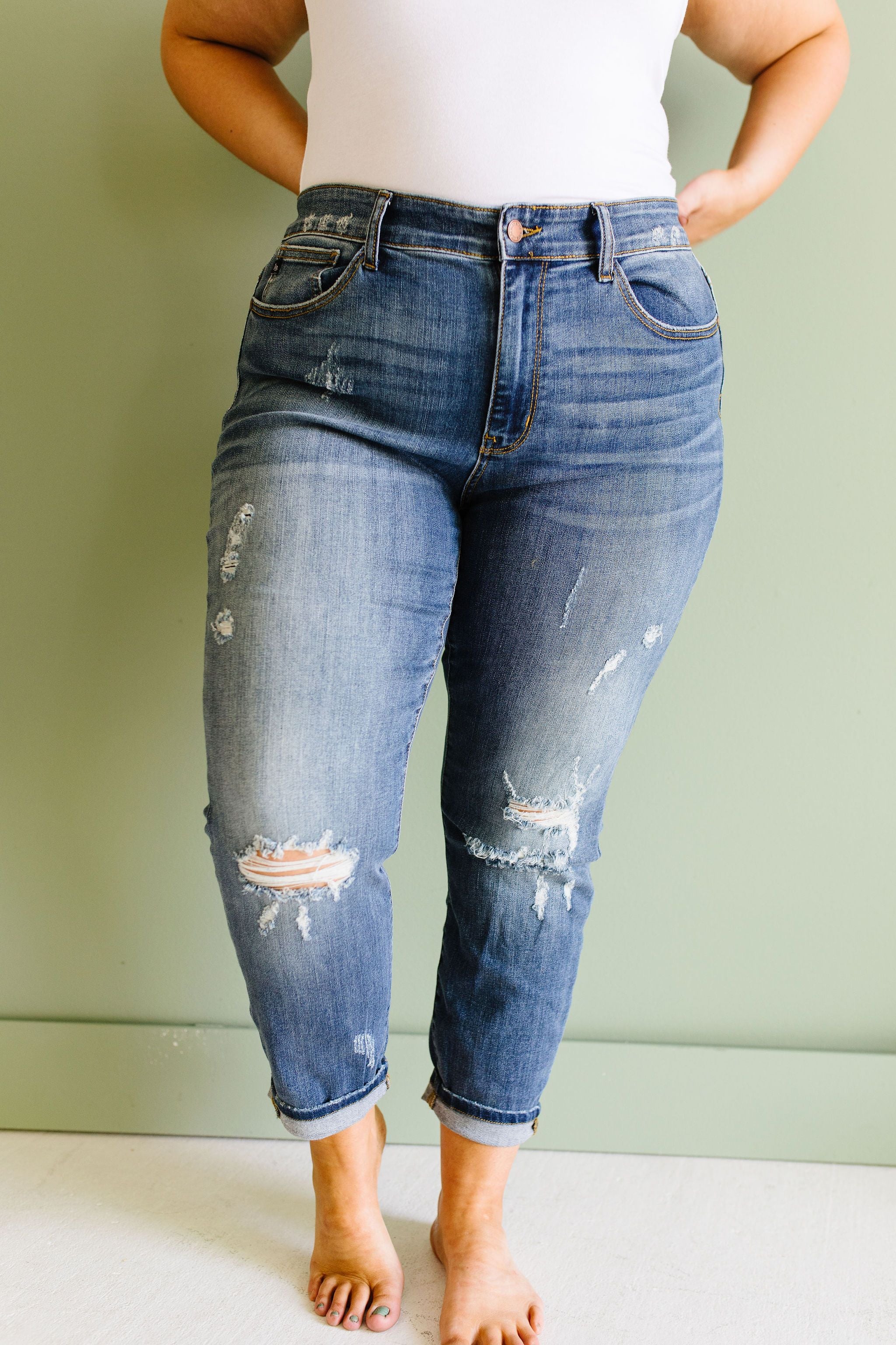 R & R Destroyed Relaxed Skinny Jeans