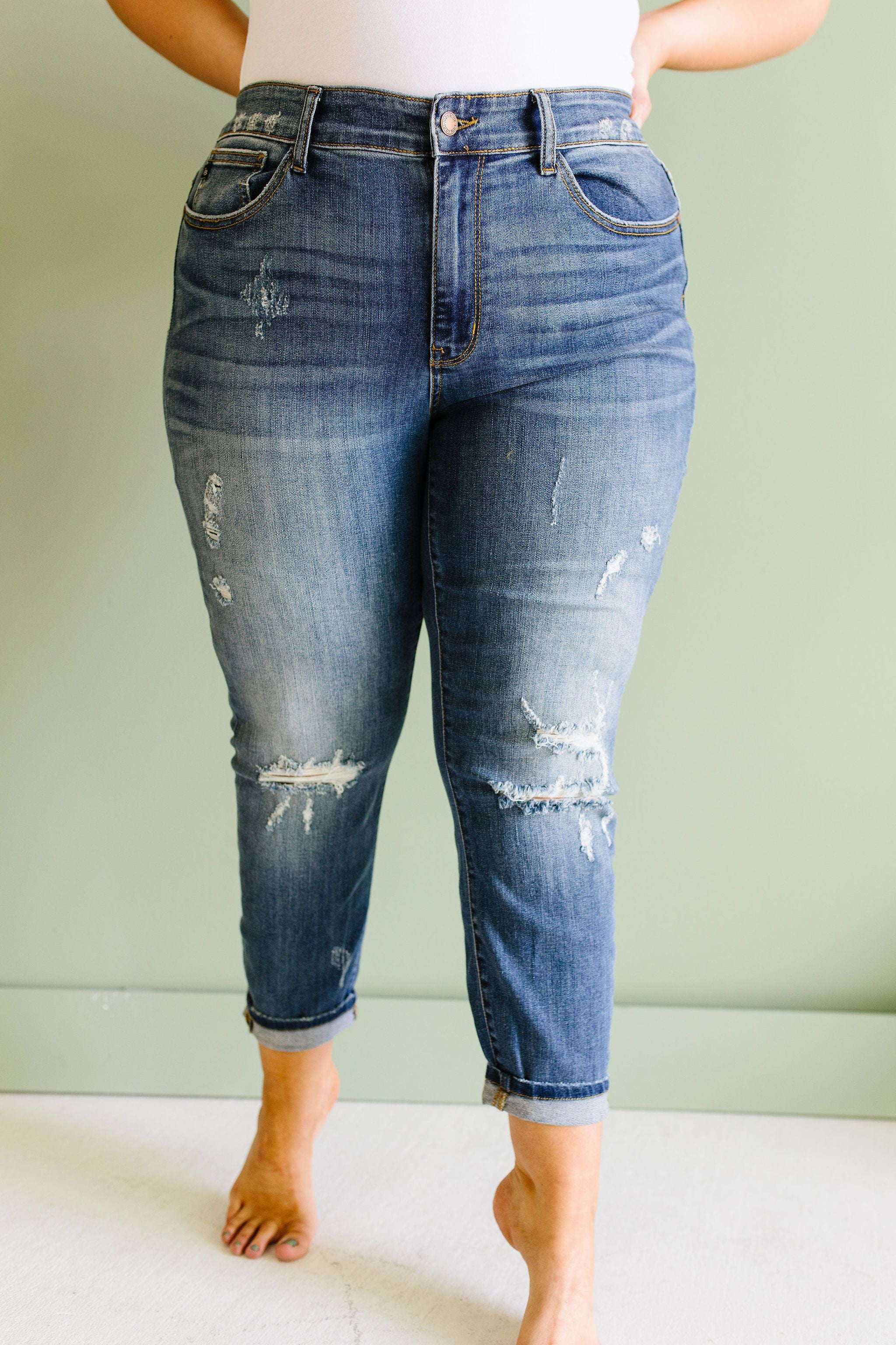 R & R Destroyed Relaxed Skinny Jeans