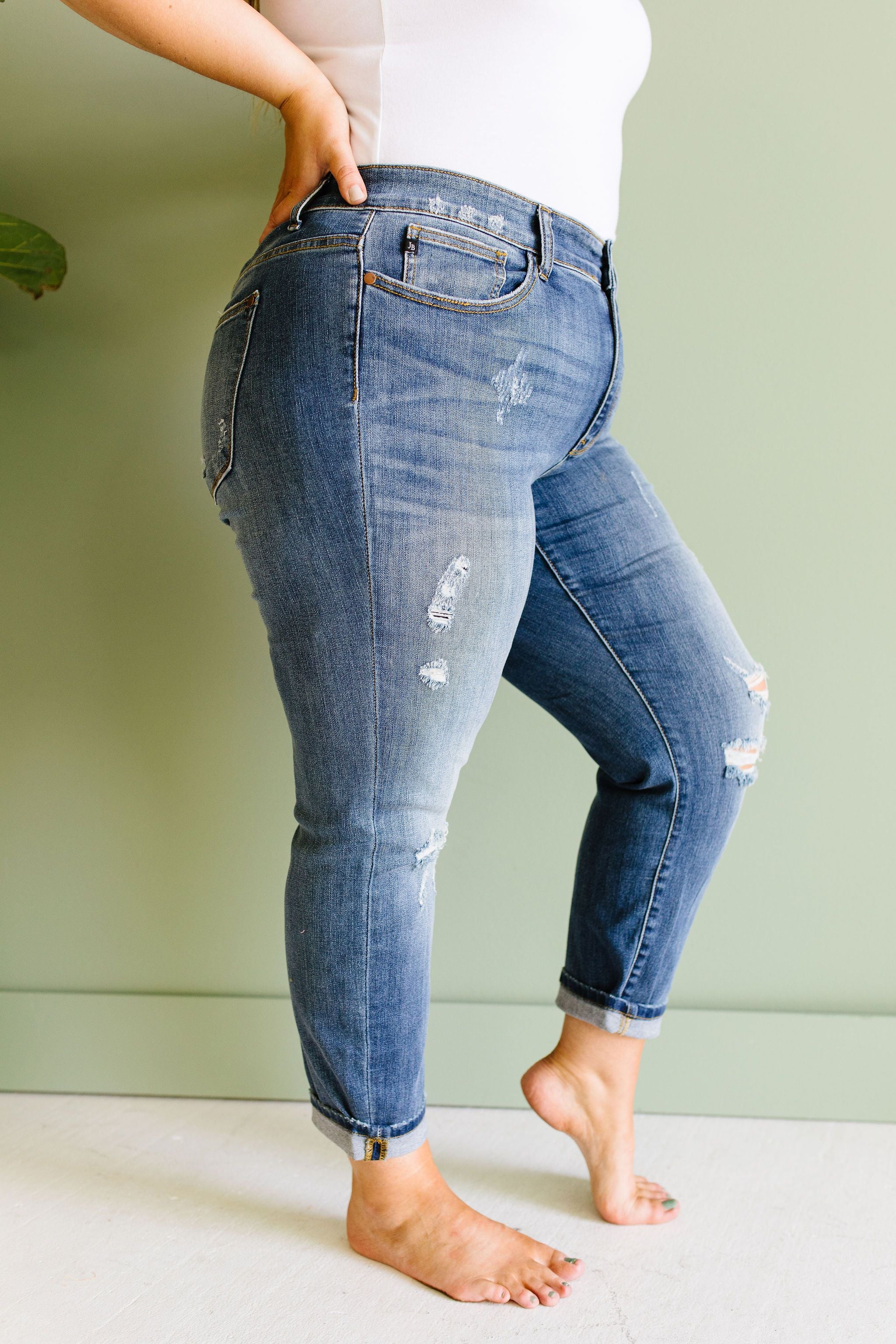 R & R Destroyed Relaxed Skinny Jeans