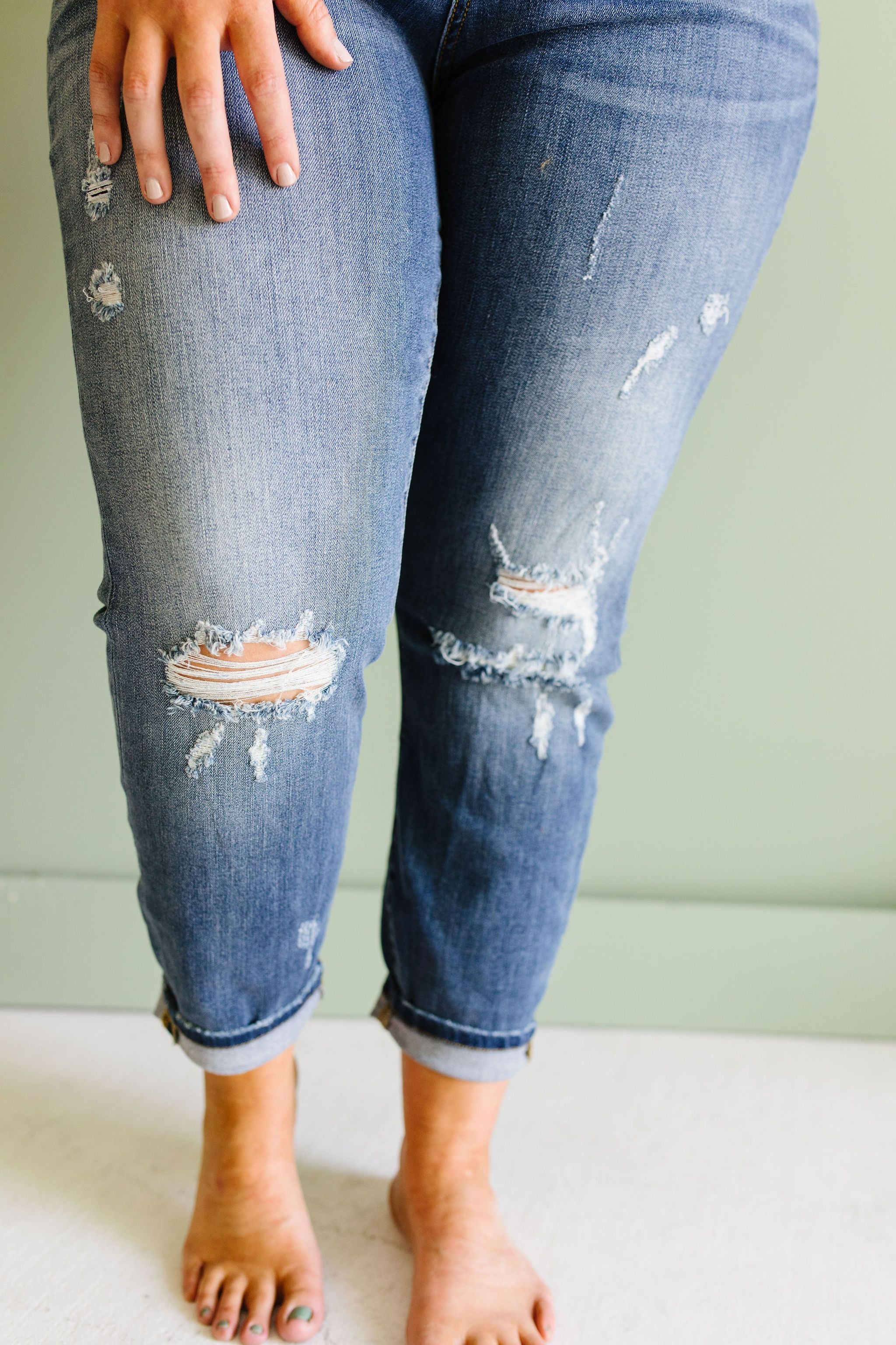 R & R Destroyed Relaxed Skinny Jeans