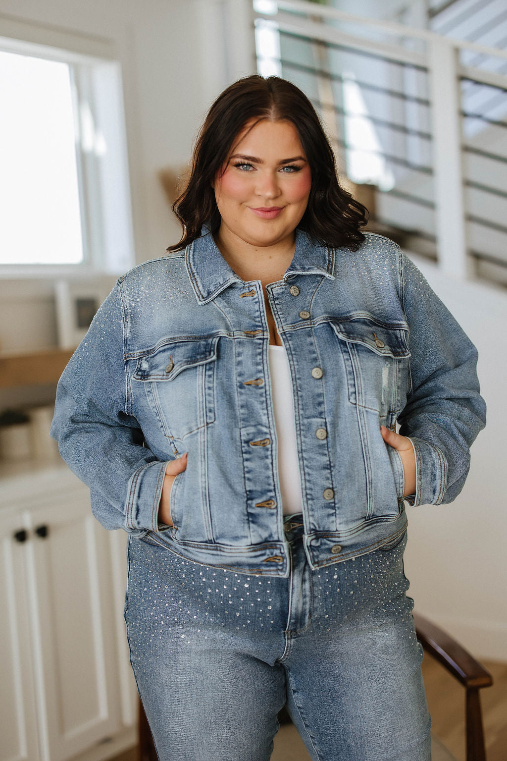 Reese Rhinestone Denim Jacket