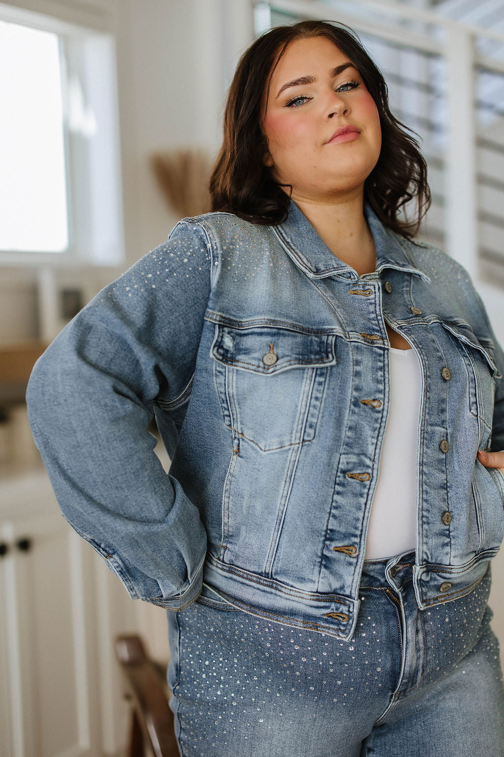 Reese Rhinestone Denim Jacket