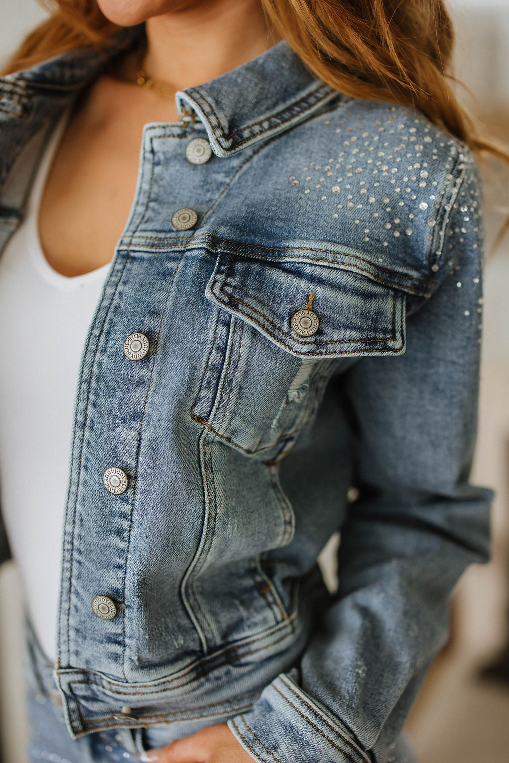 Reese Rhinestone Denim Jacket