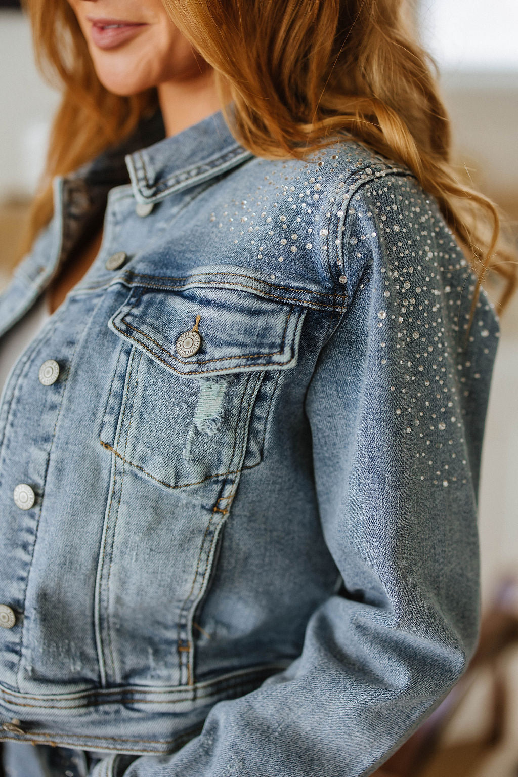 Reese Rhinestone Denim Jacket