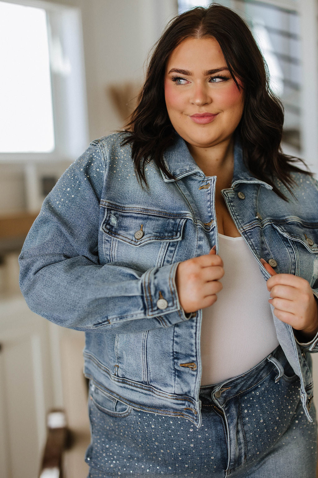 Reese Rhinestone Denim Jacket