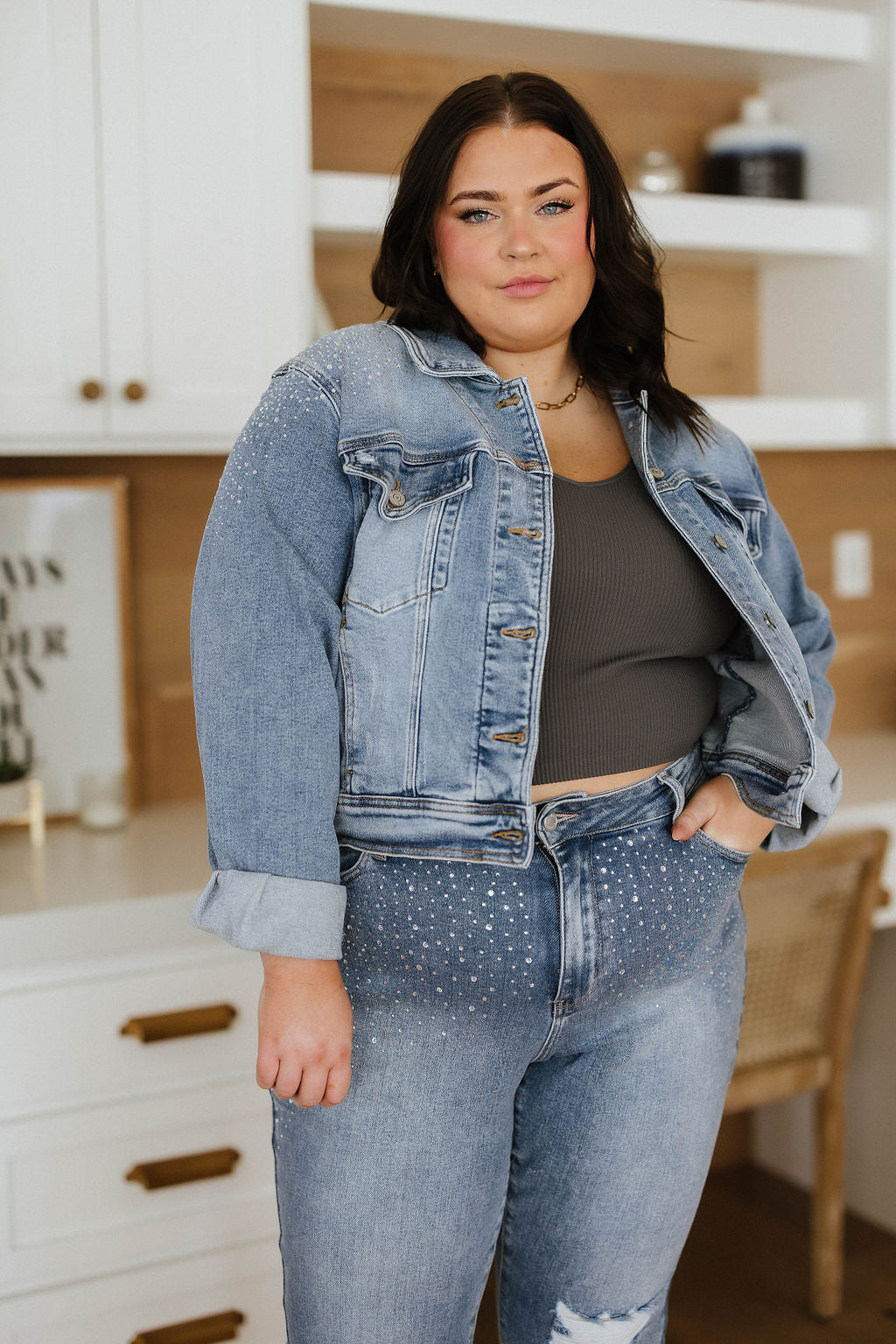 Reese Rhinestone Denim Jacket