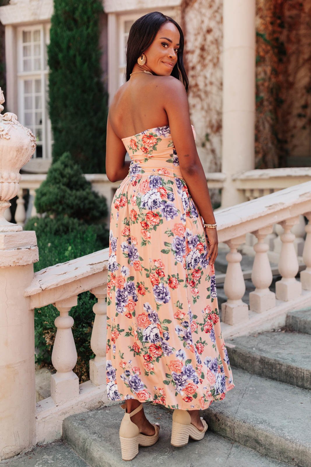 Romantic Roses Maxi Dress in Blush