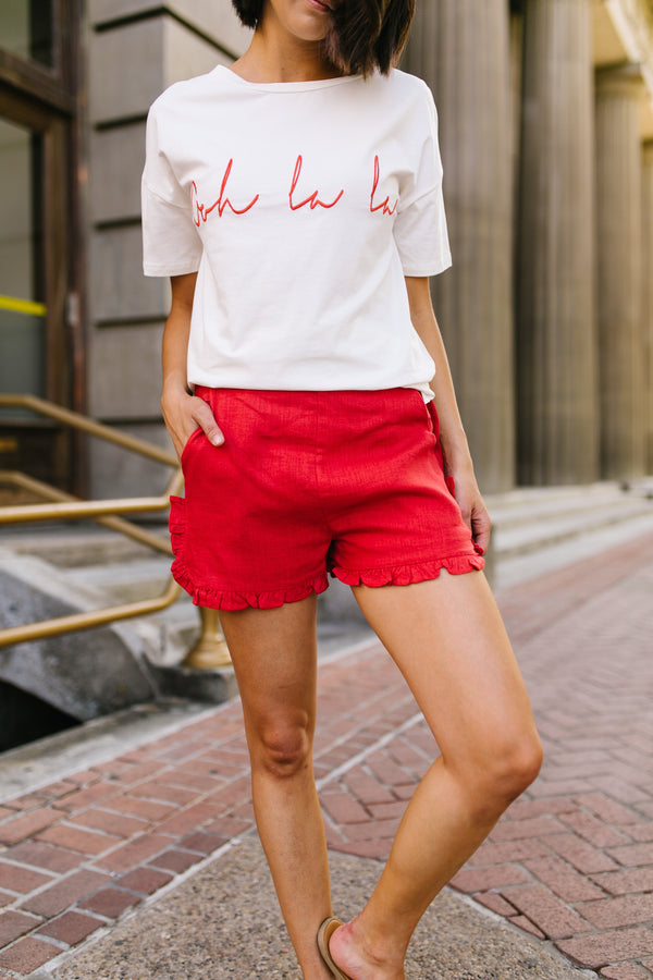 Ruffled Red Shorts