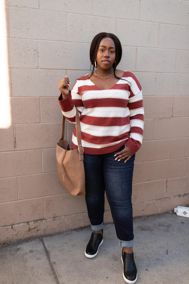 Rust & Relaxation Striped Sweater