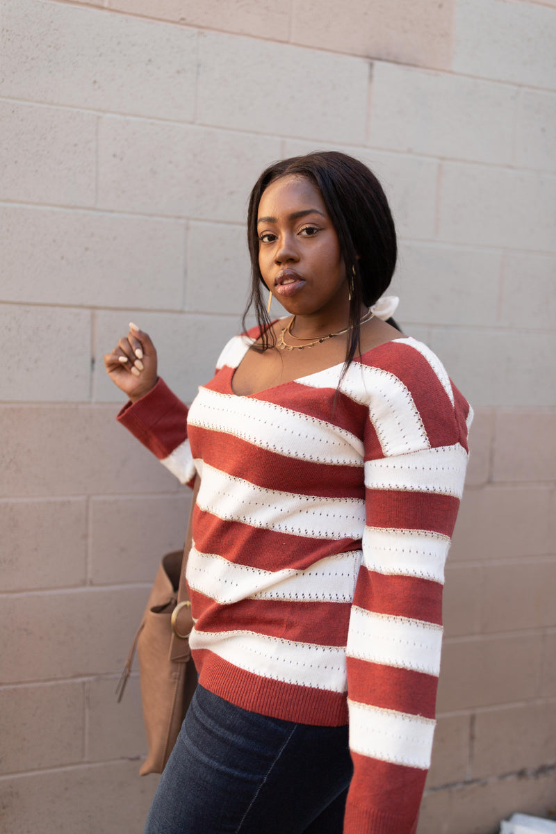 Rust & Relaxation Striped Sweater