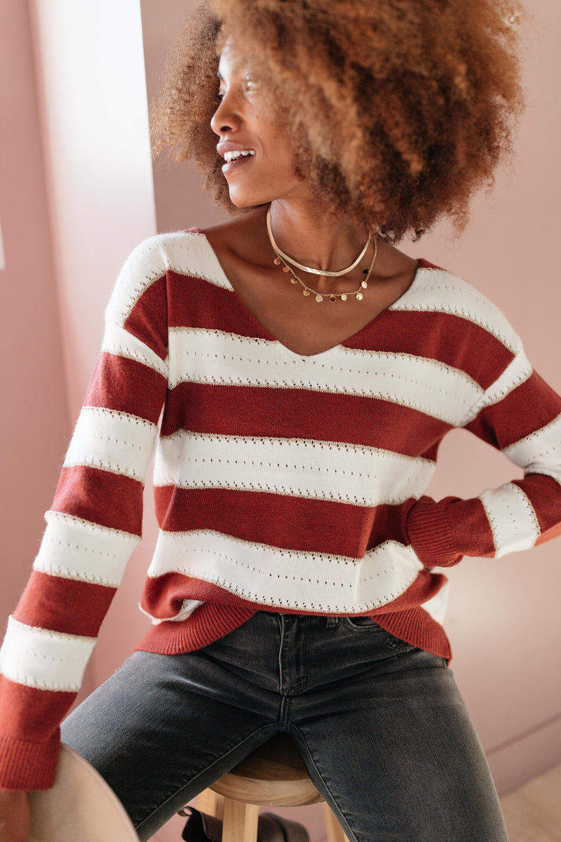 Rust & Relaxation Striped Sweater