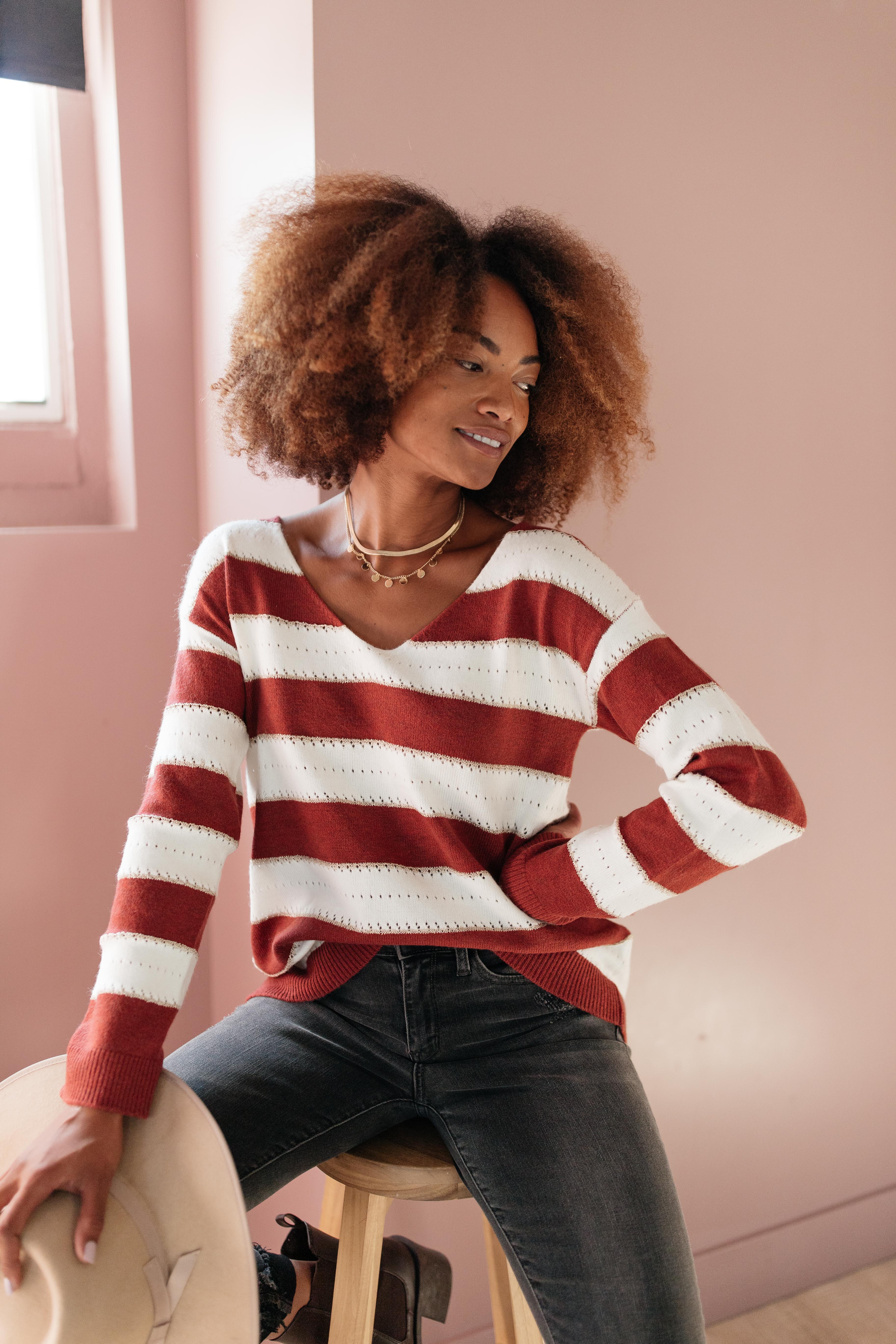 Rust & Relaxation Striped Sweater