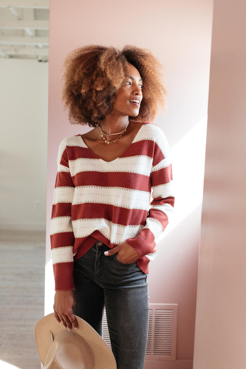 Rust & Relaxation Striped Sweater