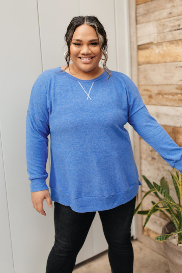 Sadie's Simple Sweater in Blue