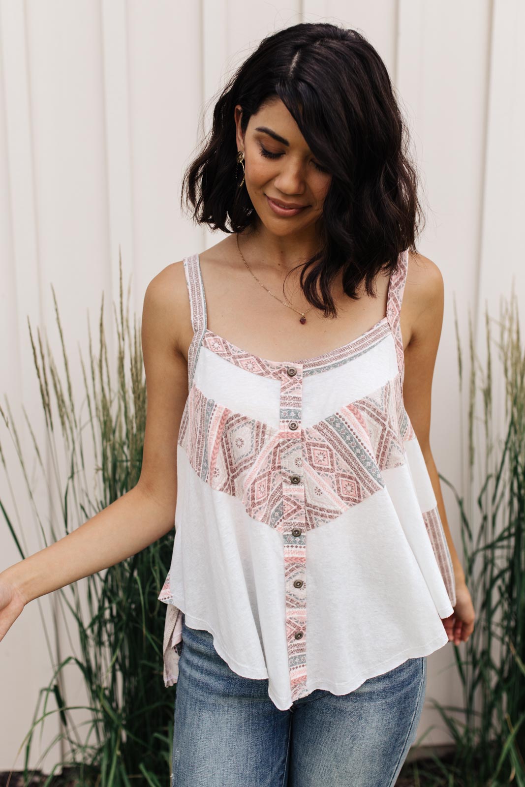 Santa Fe Aztec Tank in White