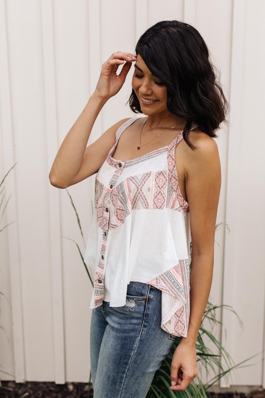 Santa Fe Aztec Tank in White