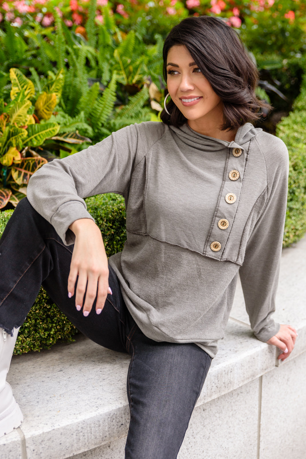 Side Step Long Sleeve Top