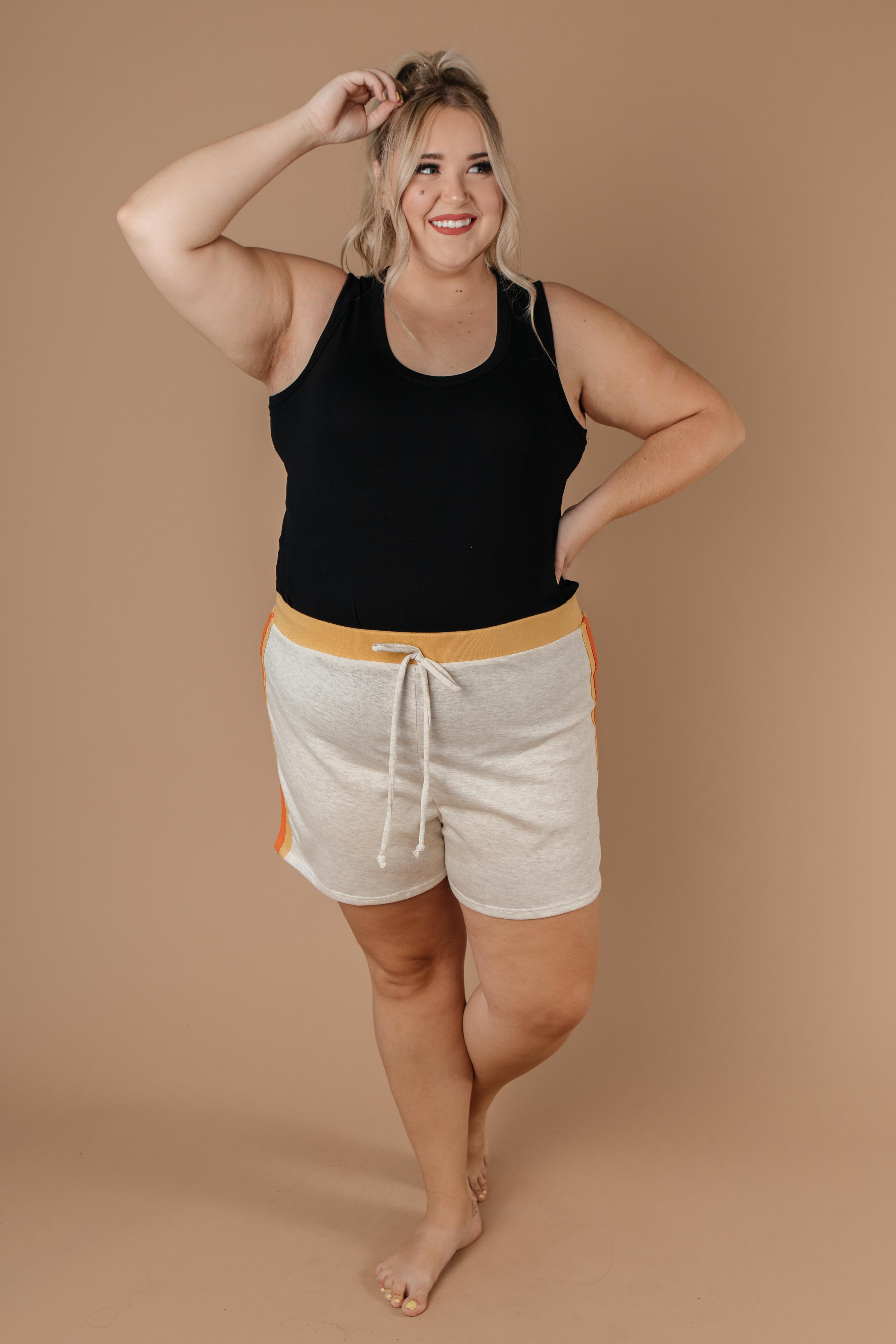 Sporty Stripe Shorts In Oatmeal