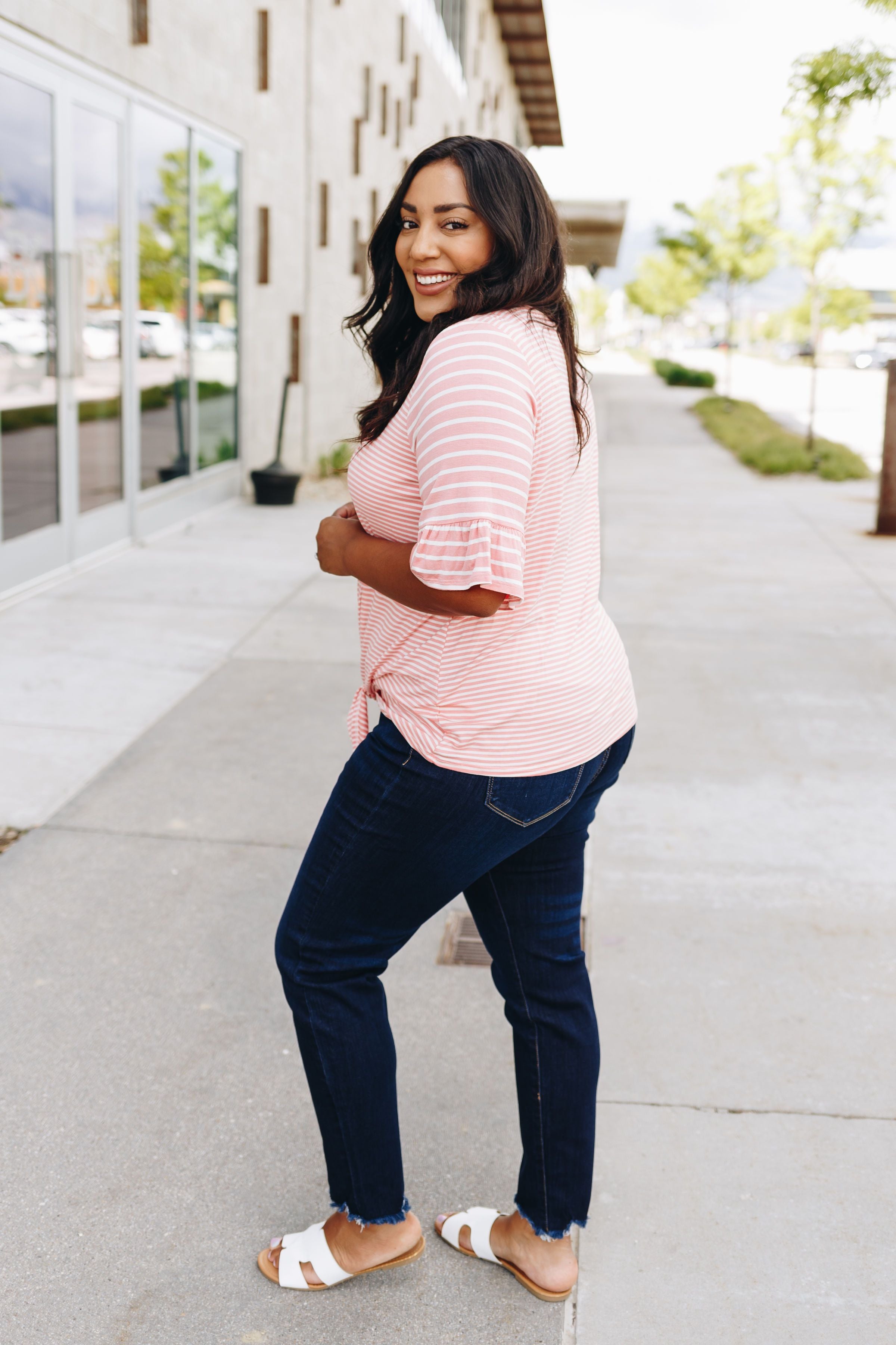 Stella Striped Tie-Front Top