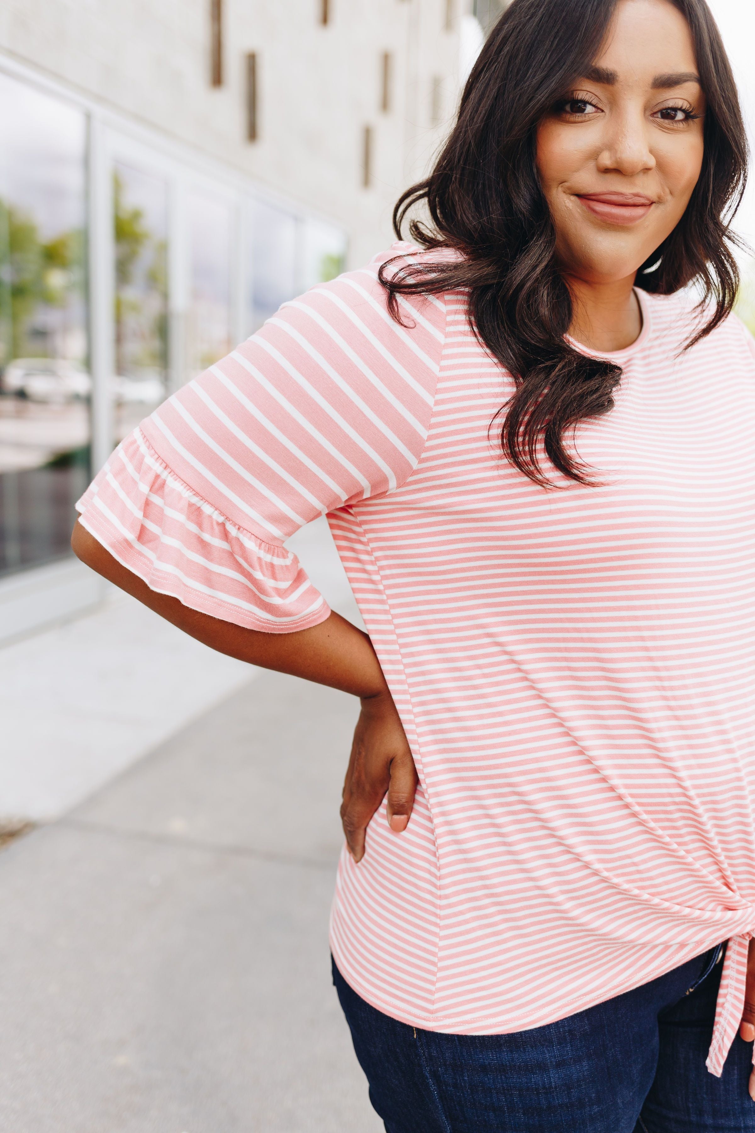 Stella Striped Tie-Front Top