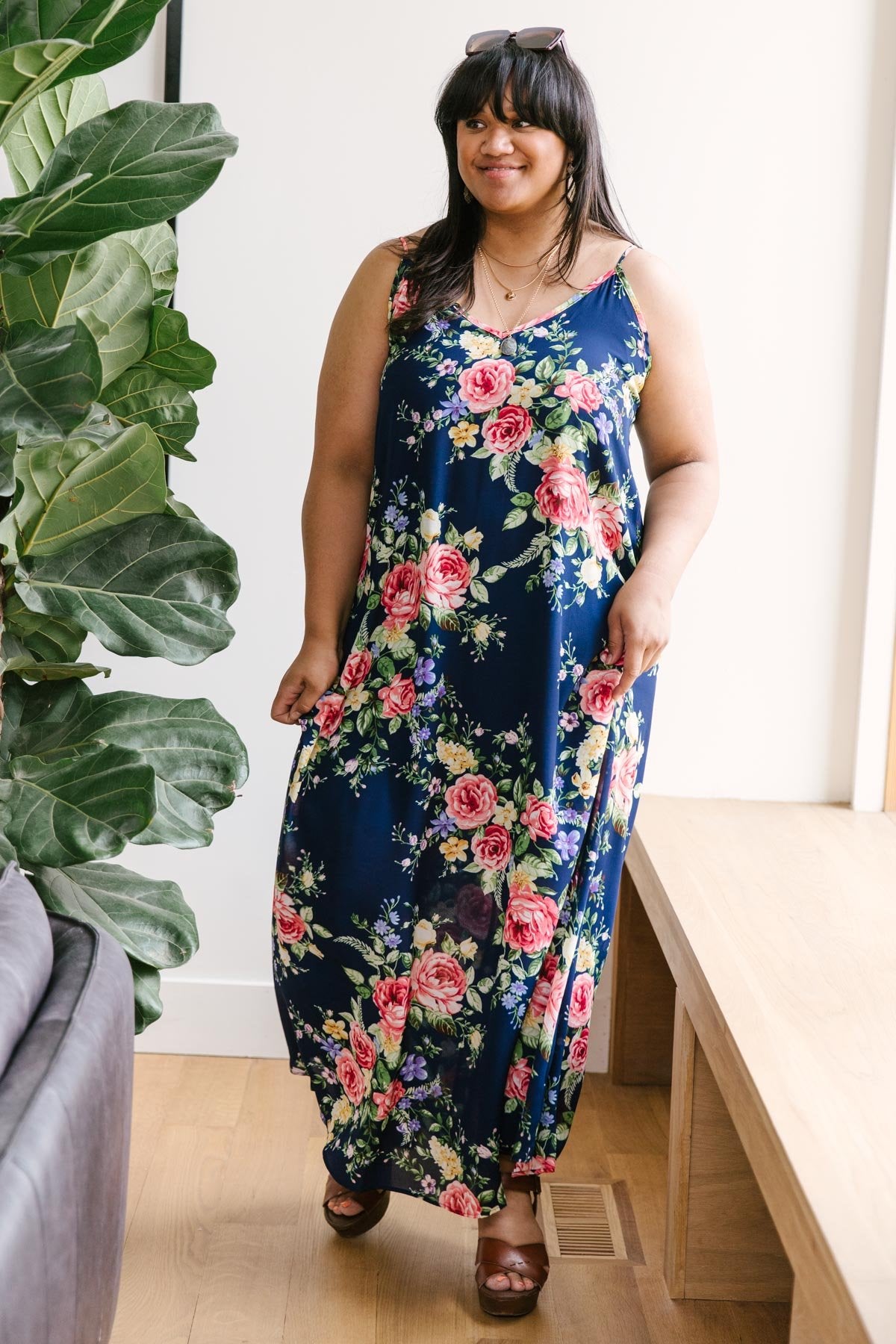 Stuck With Me Floral Maxi in Navy