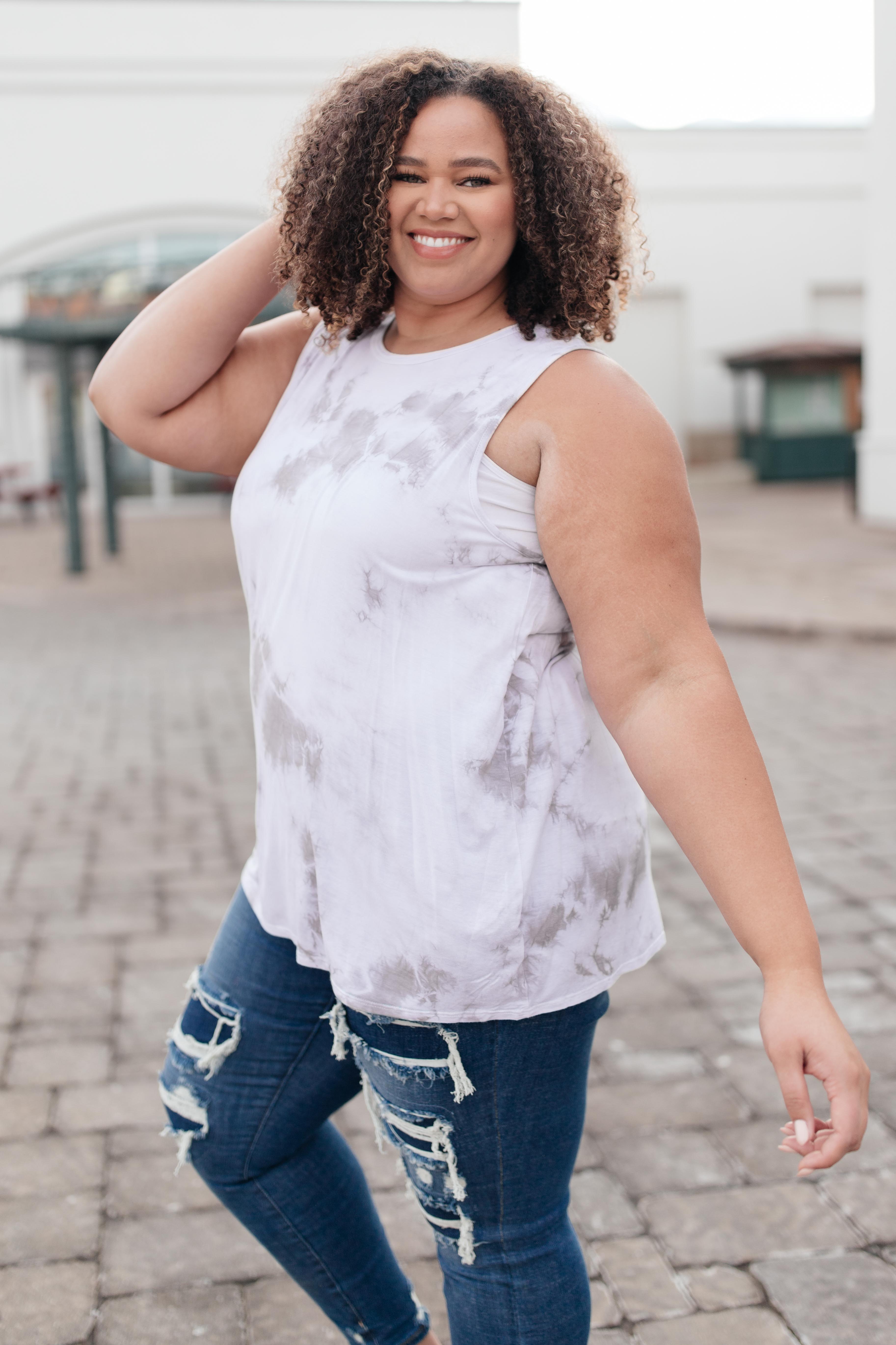 Subtle Tie Dye Tank In Gray