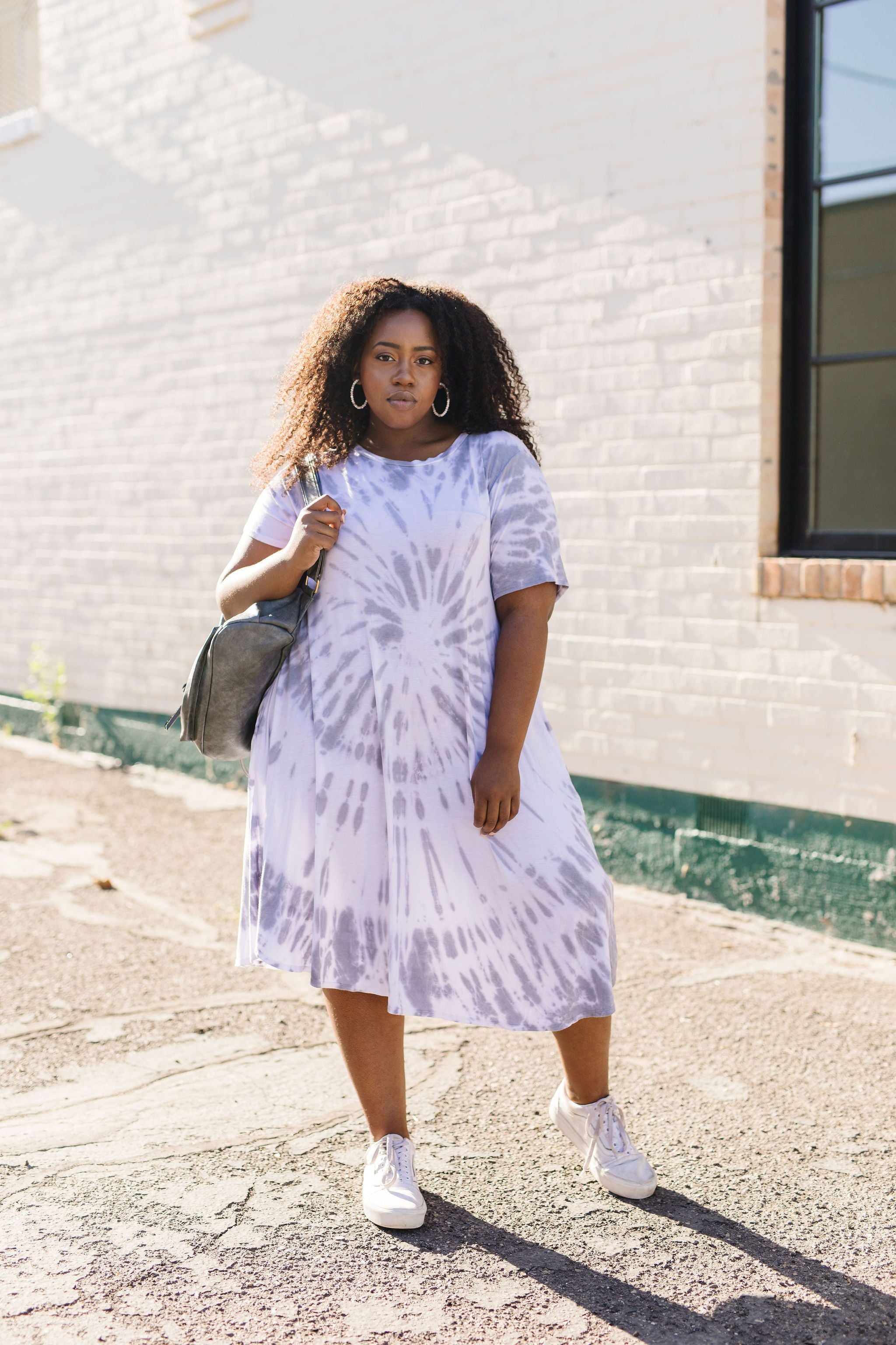 Swirl Tie Dye Dress In Gray