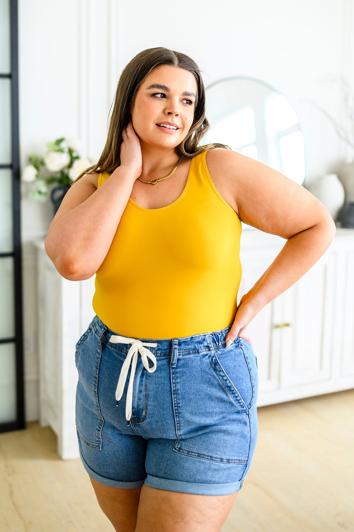 The Basics Reversible Longline Tank in Mustard