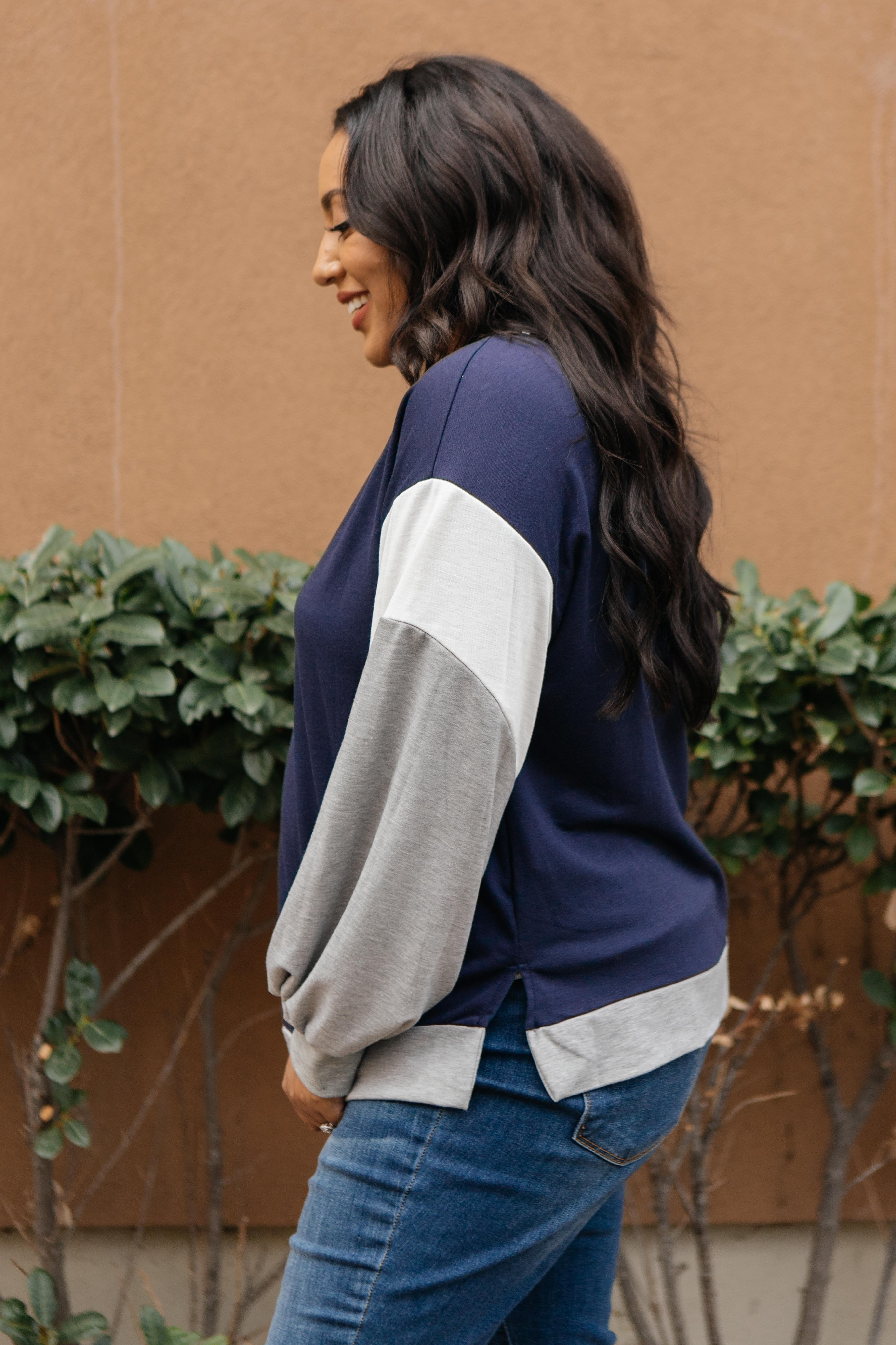 The Bridget Block Top in Navy