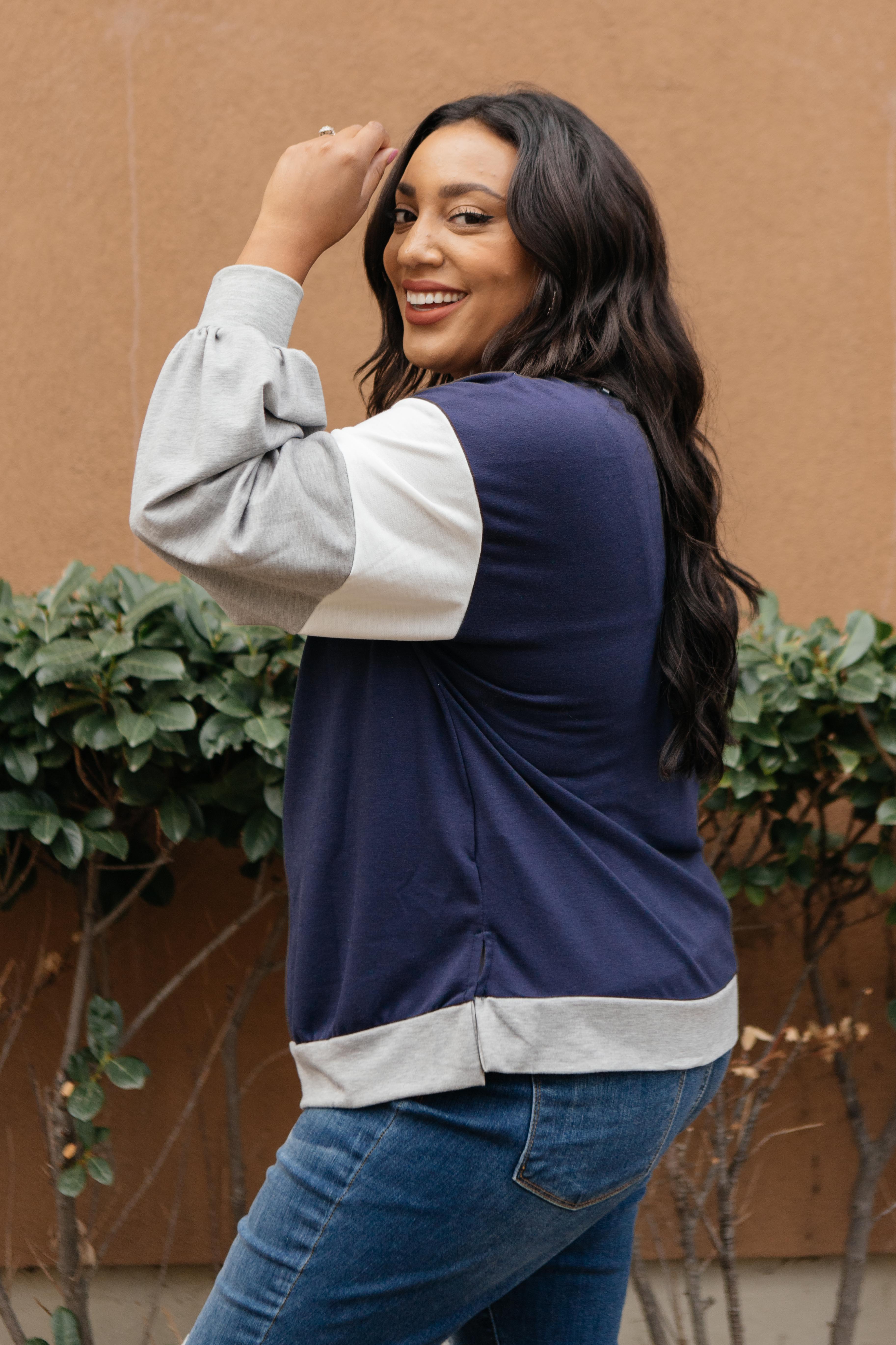 The Bridget Block Top in Navy