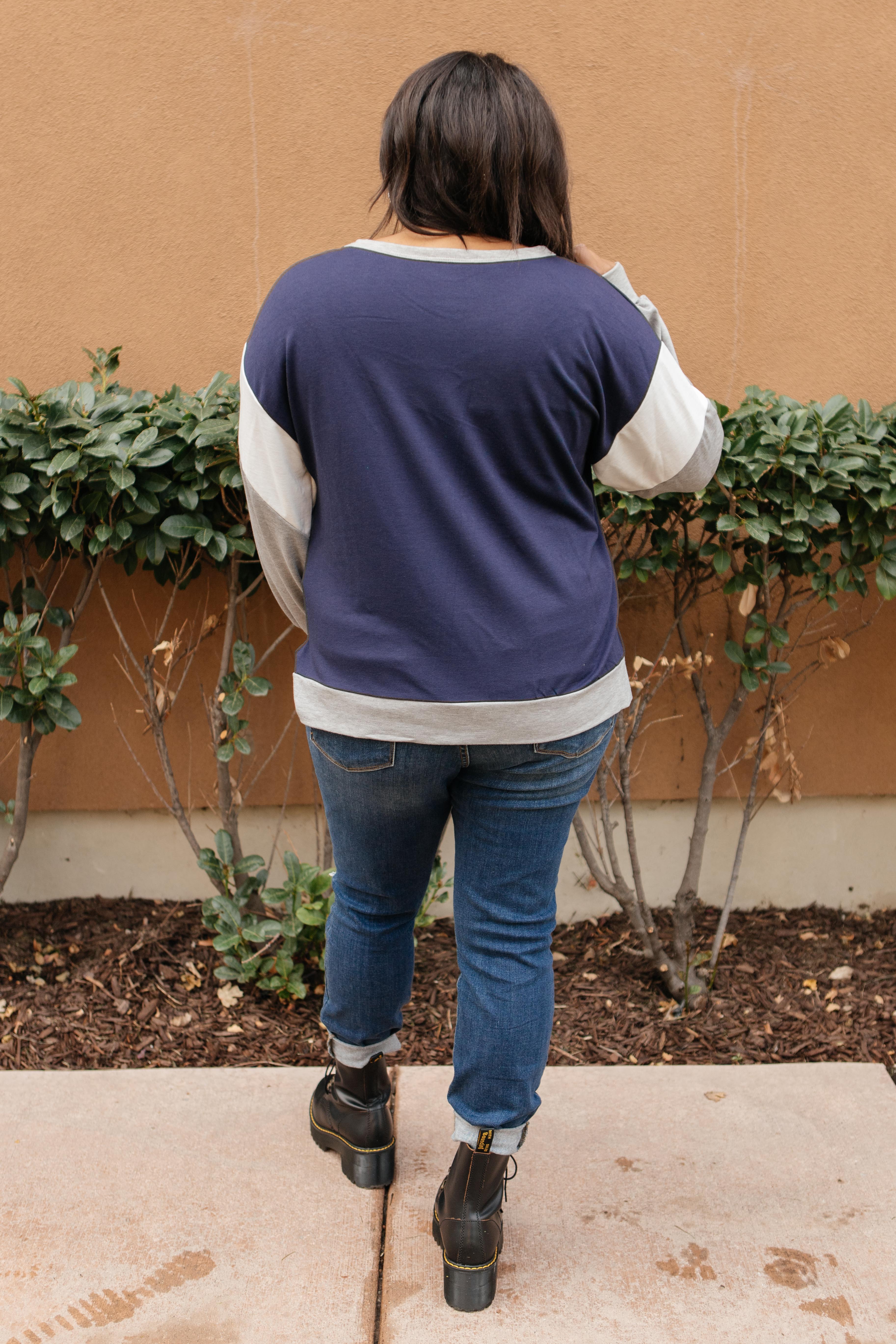 The Bridget Block Top in Navy