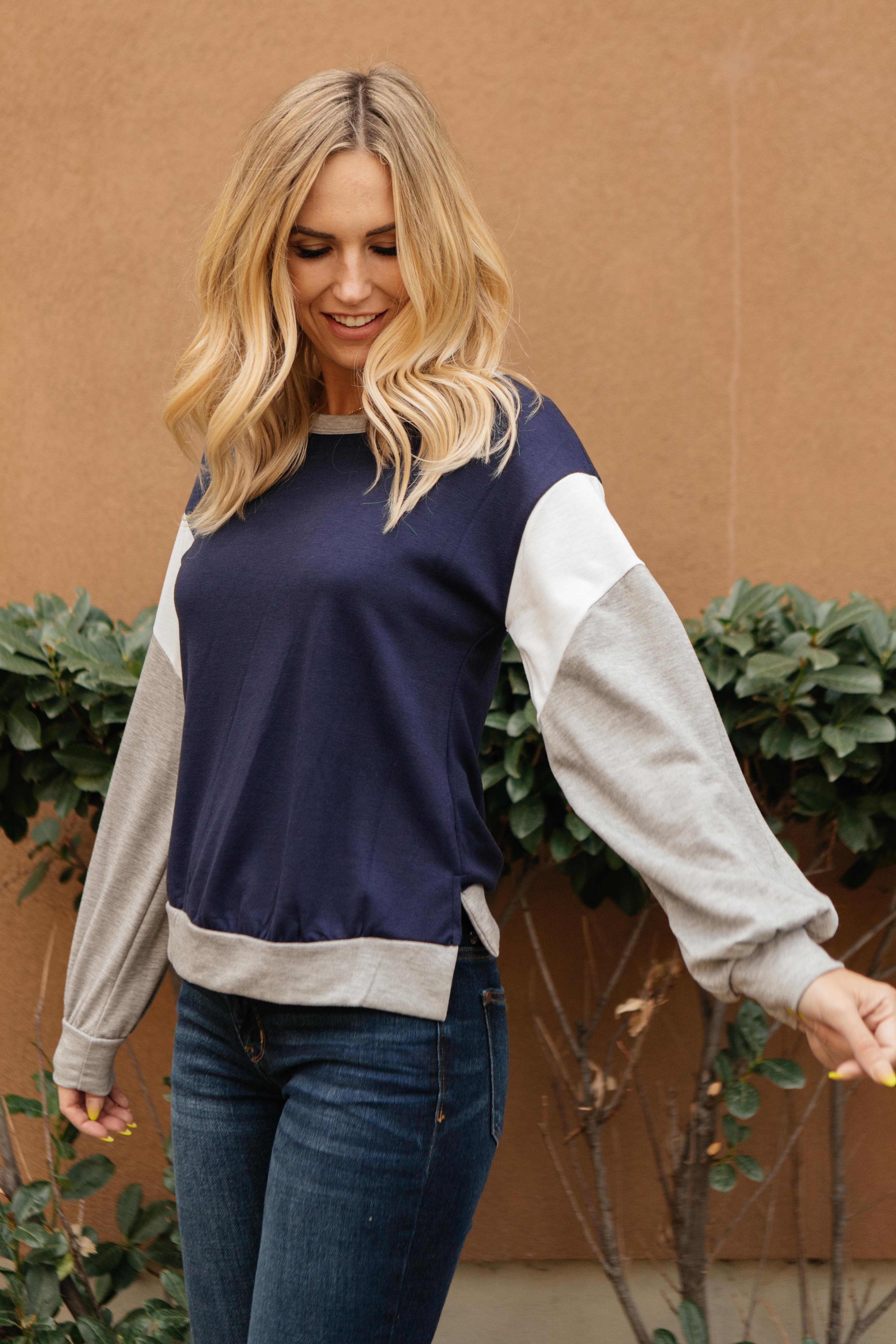 The Bridget Block Top in Navy