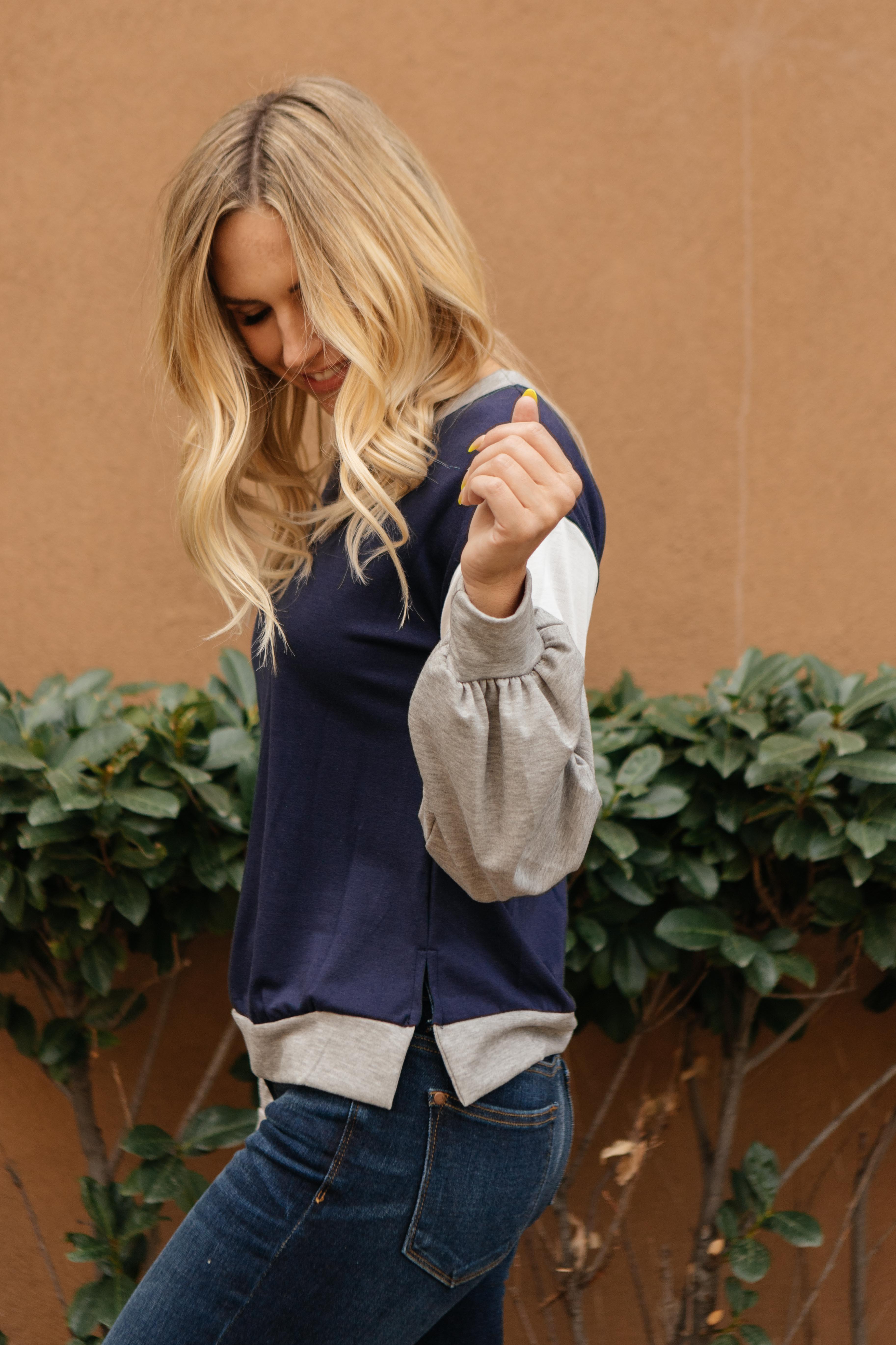 The Bridget Block Top in Navy