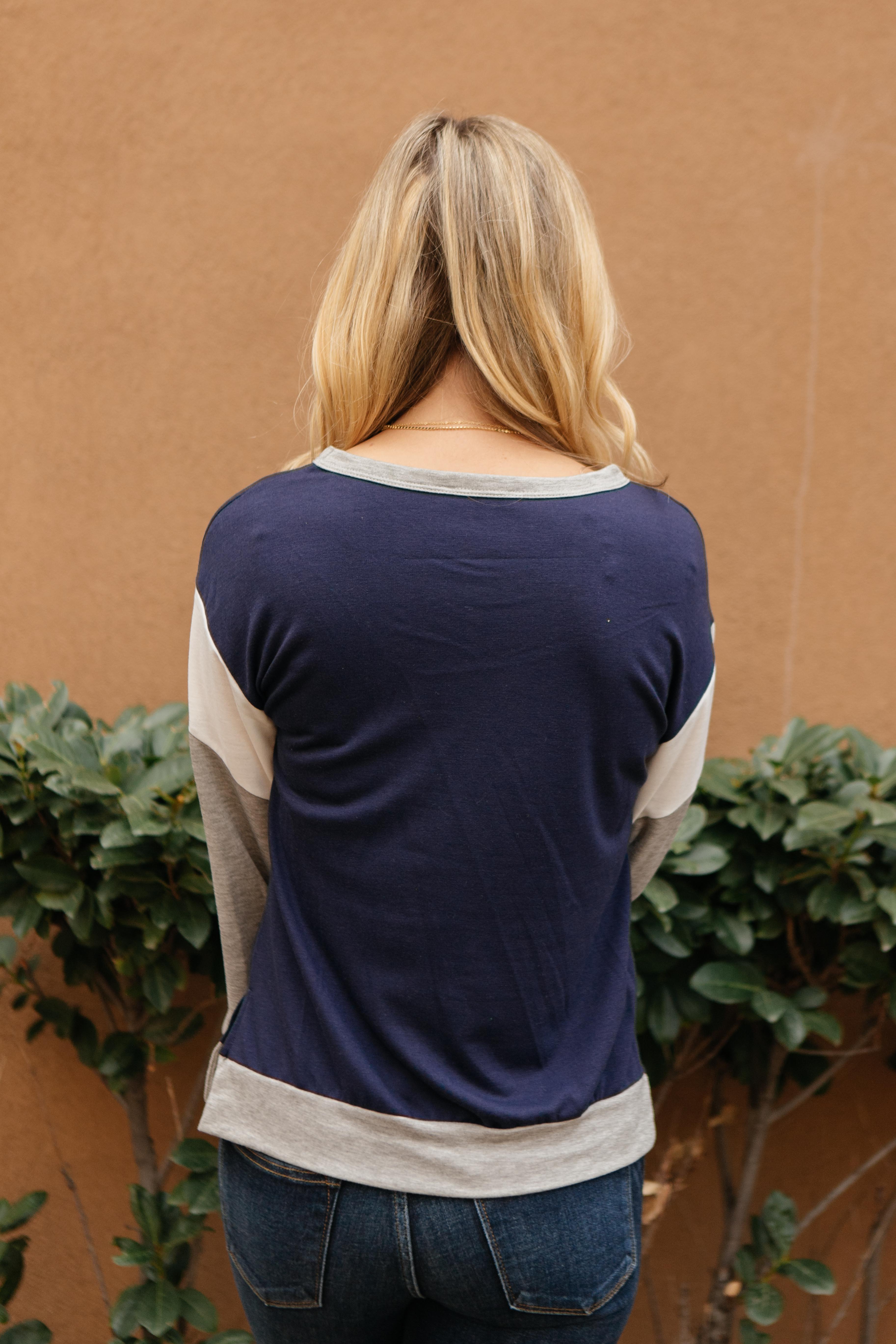 The Bridget Block Top in Navy