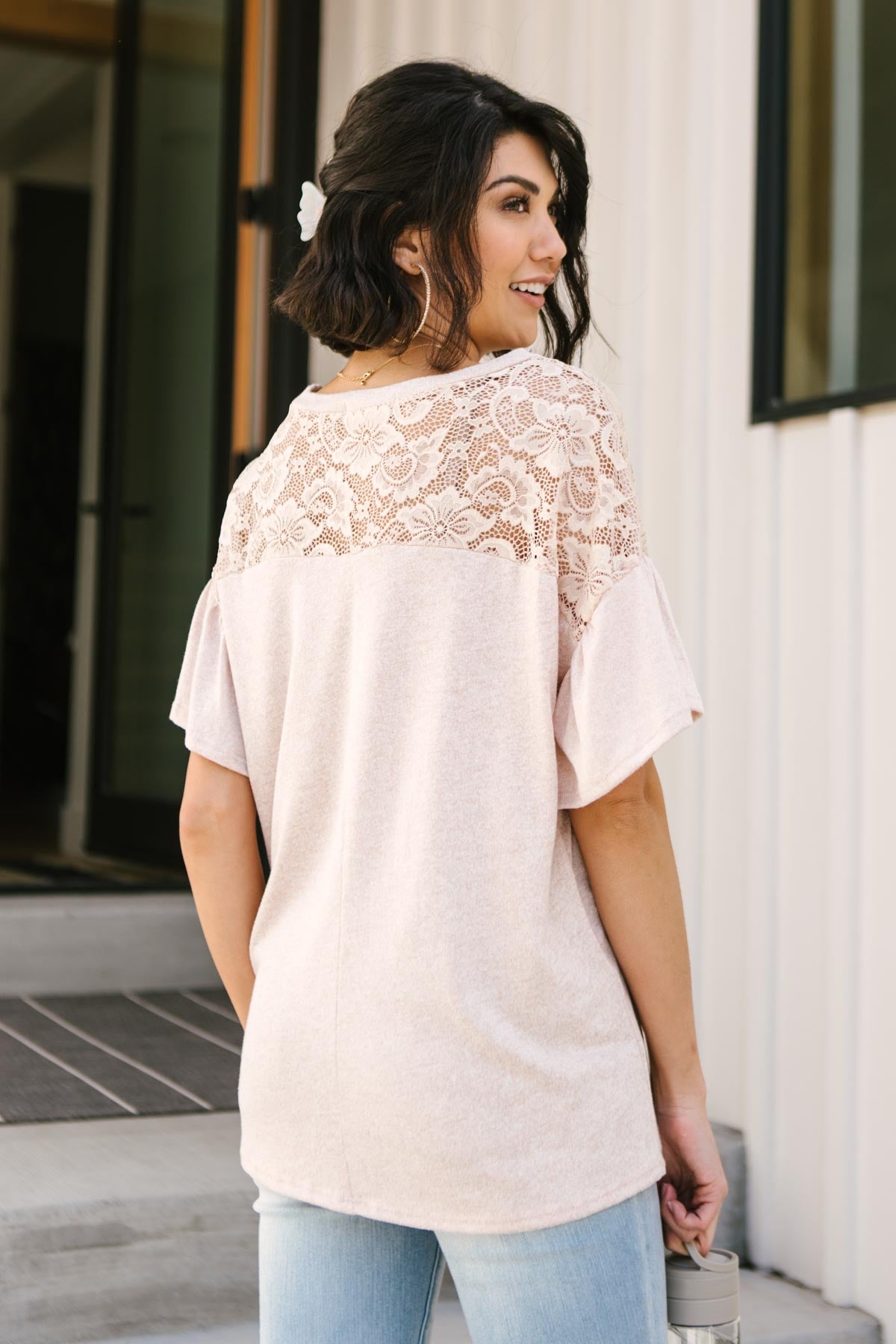 The Looking Around In Lace Top